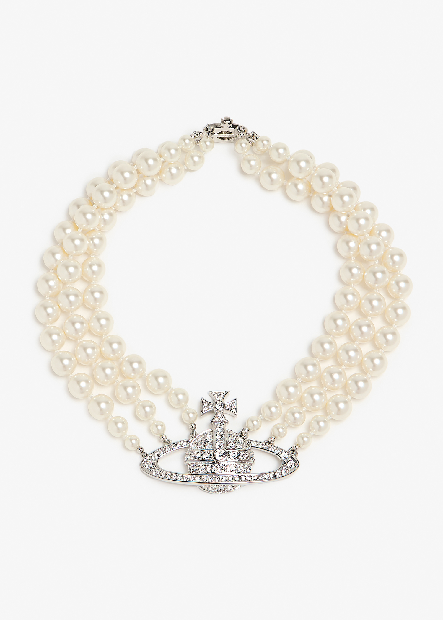 Vivienne Westwood Three row pearl bas relief choker for Women 