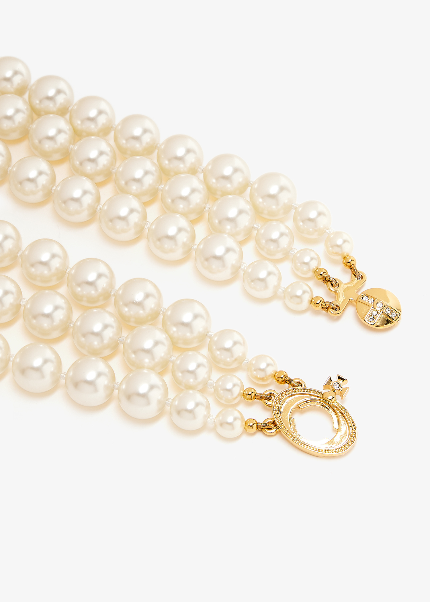 【Vivienne Westwood】THREE ROW PEARL BAS RELIEF チョーカー VIVIENNE WESTWOOD THREE ROW PEARL DROP CHOKER SILVER PEARL