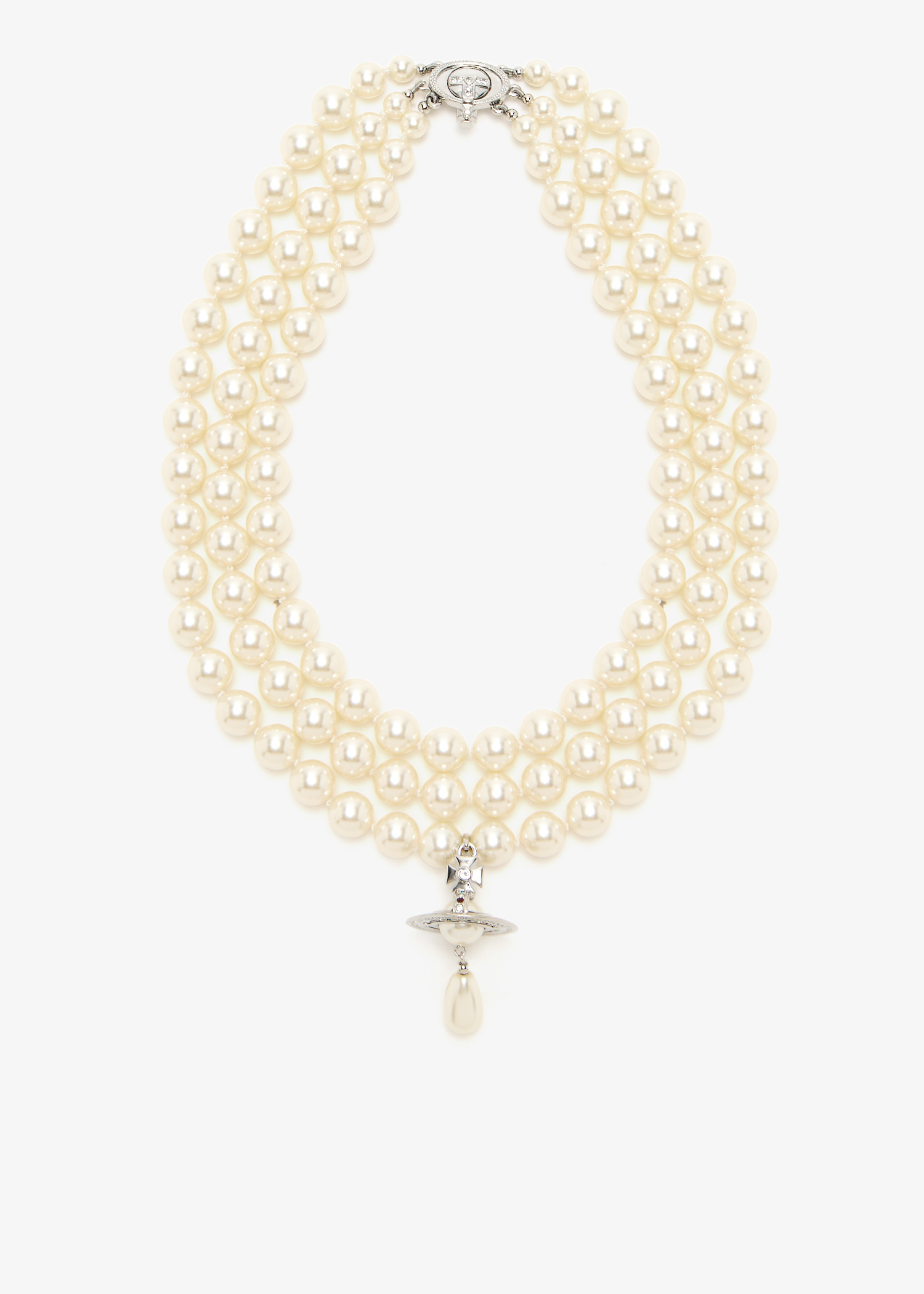 Vivienne Westwood Three-row pearl drop choker for Women - White in