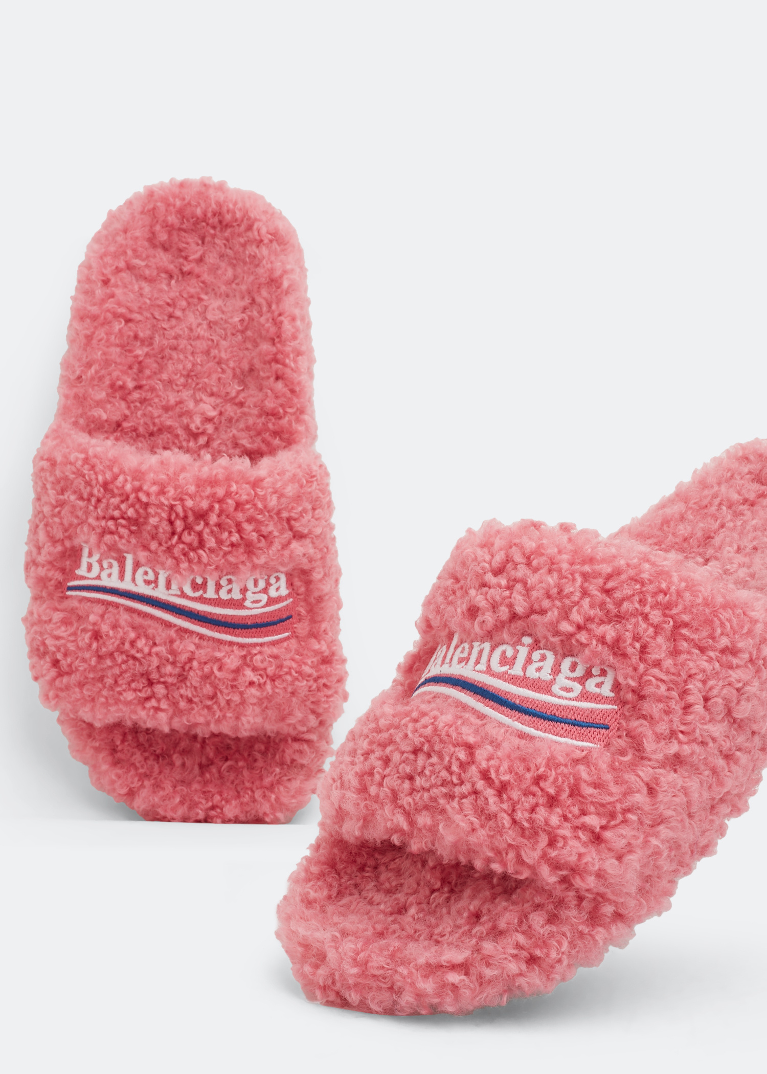 Balenciaga Furry slide sandals for Women - Pink in USA | Level Shoes