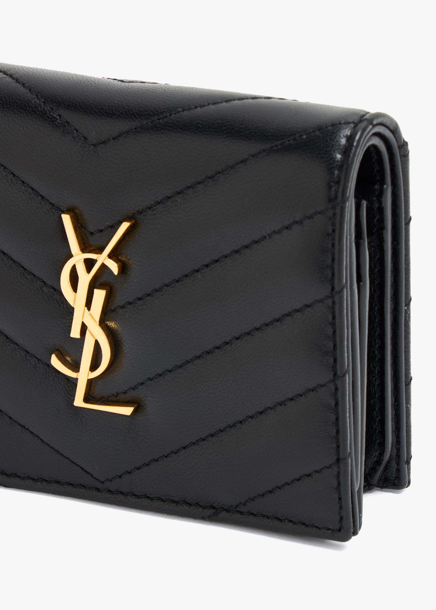 Saint Laurent Cassandre flap card case for Women - Black in
