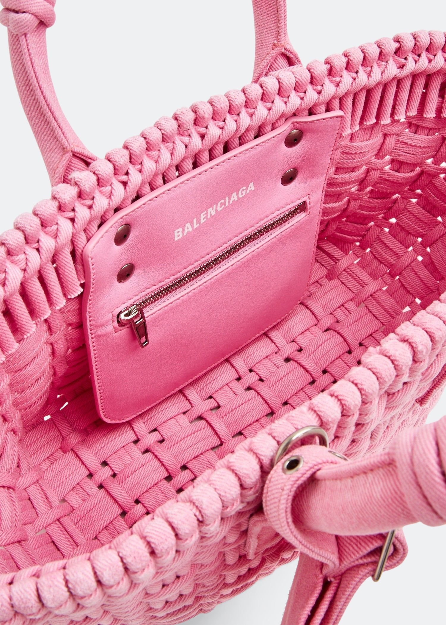 【Xmasrose】BALENCIAGA BISTRO XS BASKET Balenciaga Bistro XS Basket Top Handle Bag Sweet Pink/White - GB