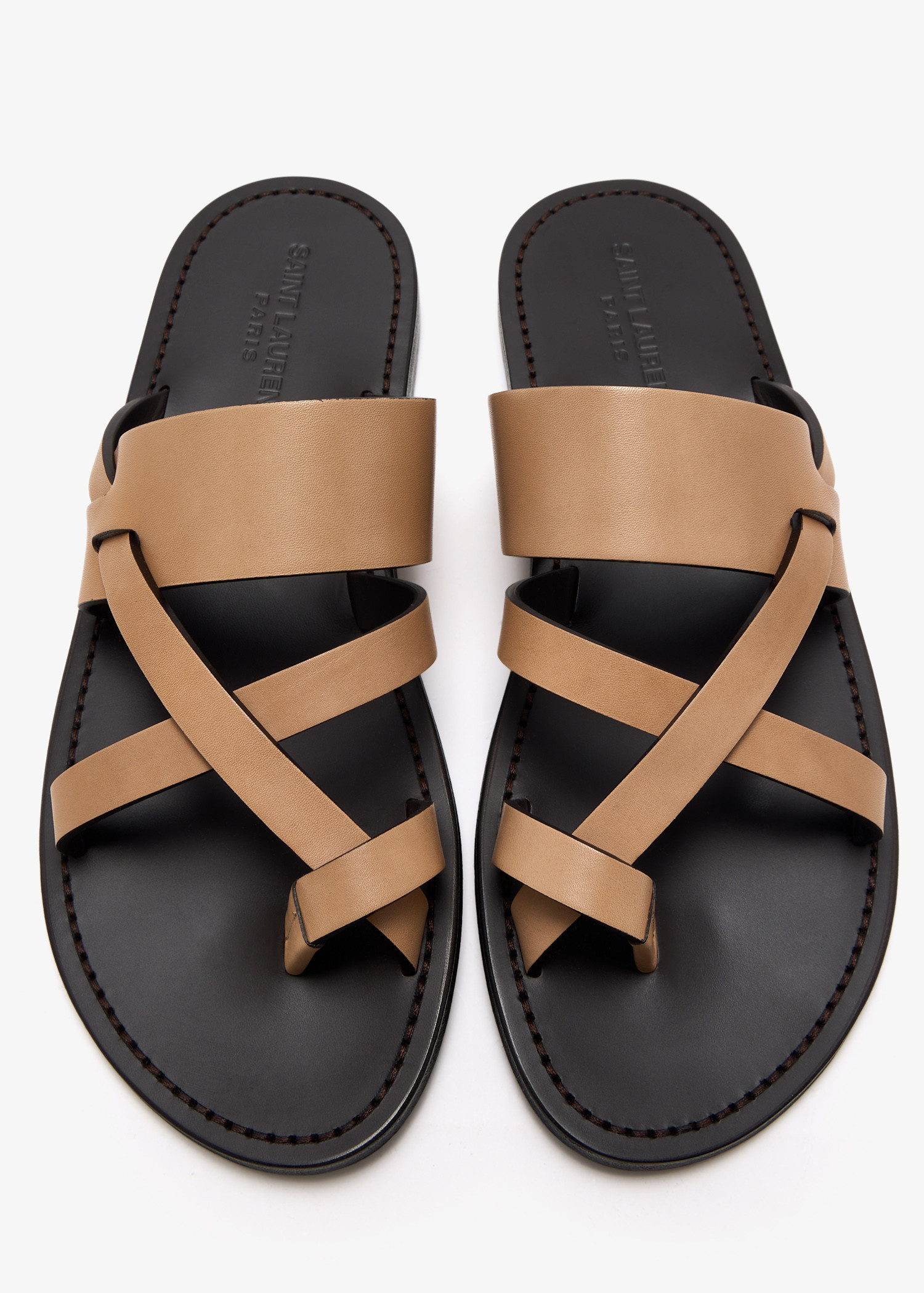 サンダル SAINT LAURENT Saint Laurent Sandals Men Leather Brown Saint Laurent Men's Cassandre Leather Sandals | Neiman Marcus