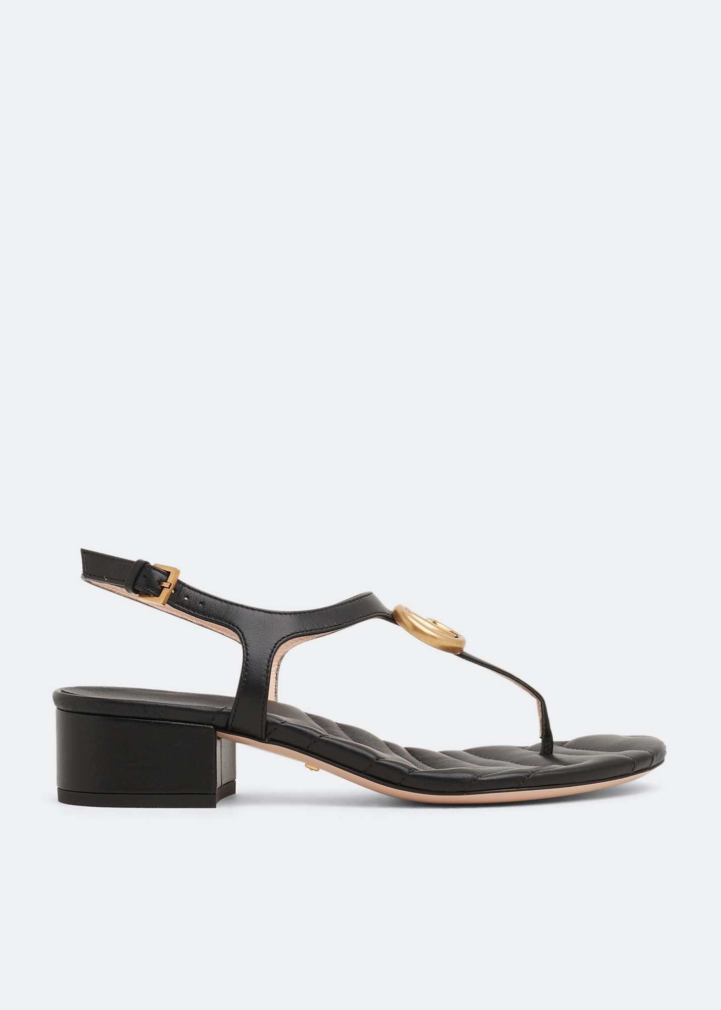 【GUCCI】Sandals With Clamp ブラック Gucci // Black Leather GG T-Strap Sandal – VSP Consignment