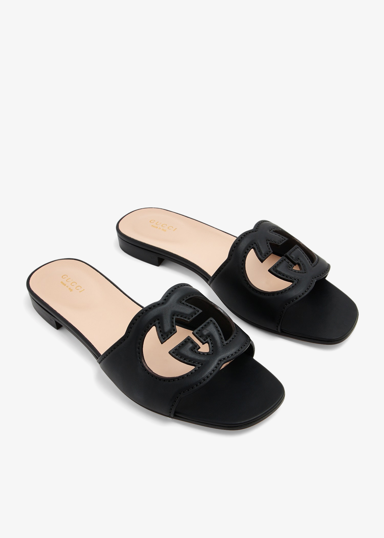 Gucci Interlocking G cut-out slide sandals for Women - Black