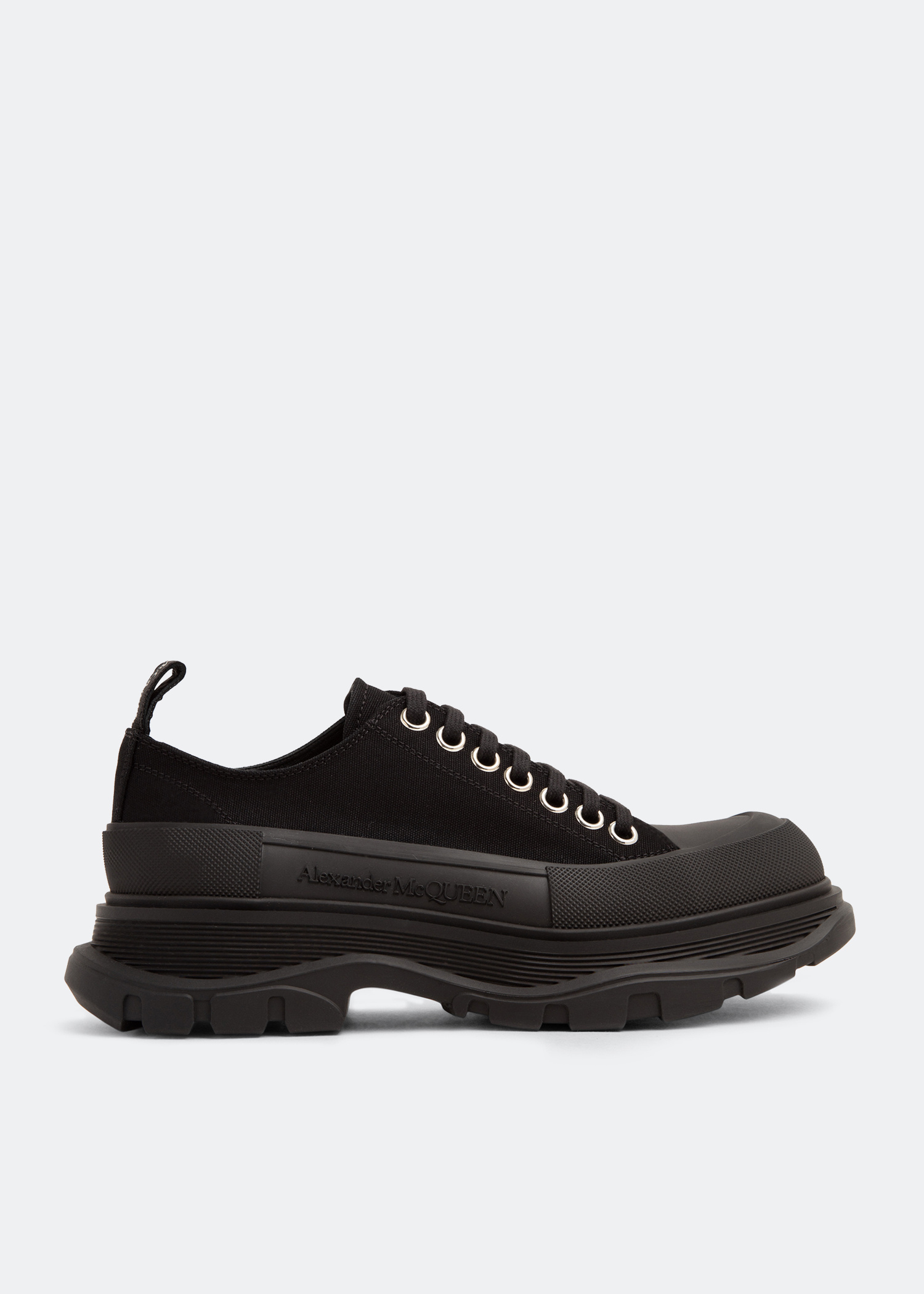 【関税&送料込】Alexander Mcqueen Black Canvas Tread Slick B McQueen Tread Slick lace-up sneakers for Women - Black in