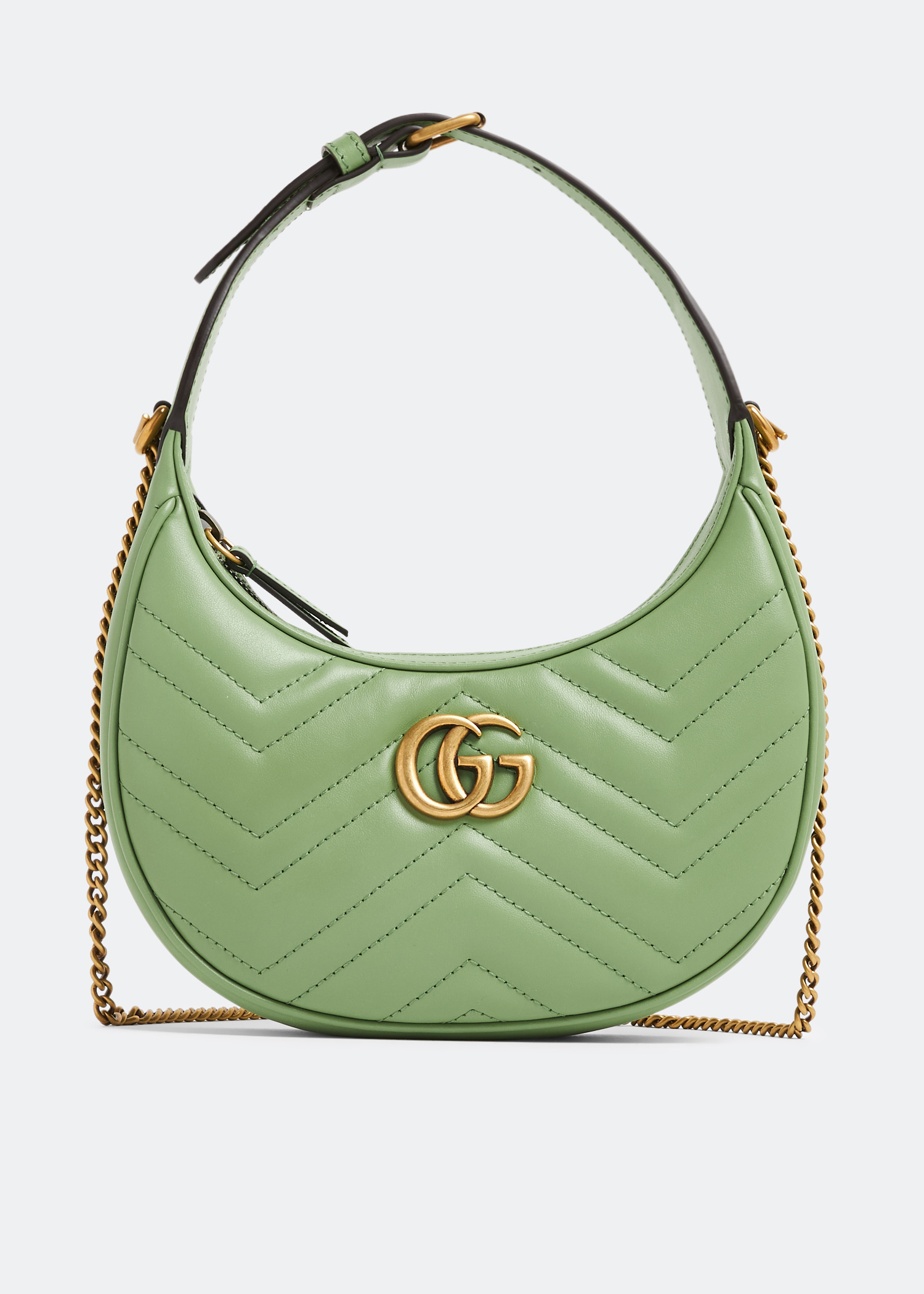 VIP【関税送料無料】希少 GUCCI HALFMOON LEATHER HANDBAG Gucci GG Marmont half-moon-shaped mini bag for Women - Pink