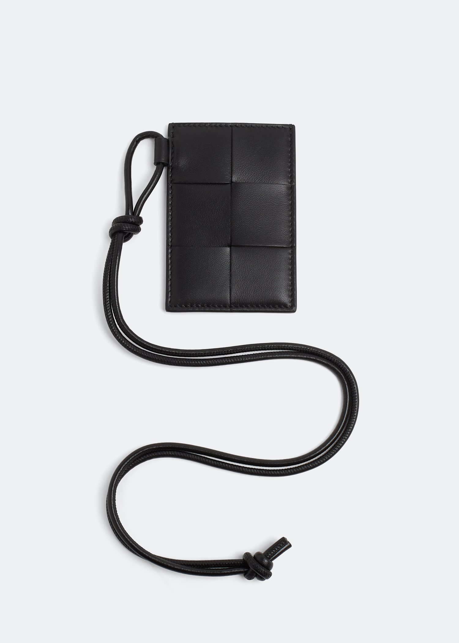 Bottega Veneta Leather card case strap for Women - Black in