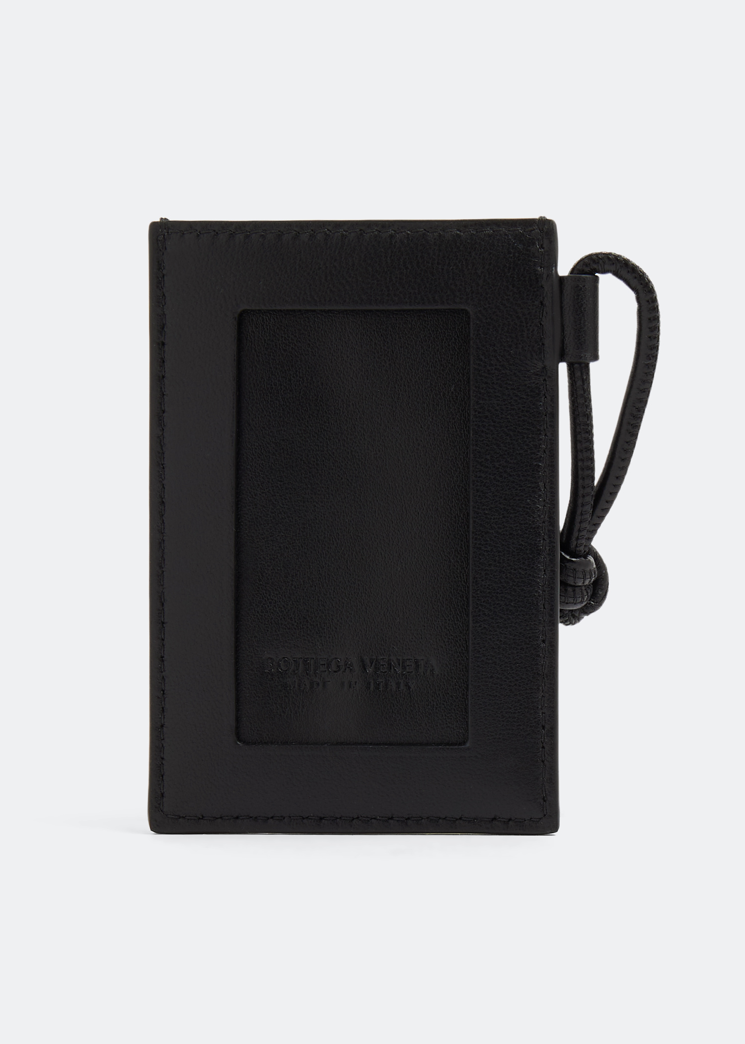 Bottega Veneta Leather card case strap for Women - Black in