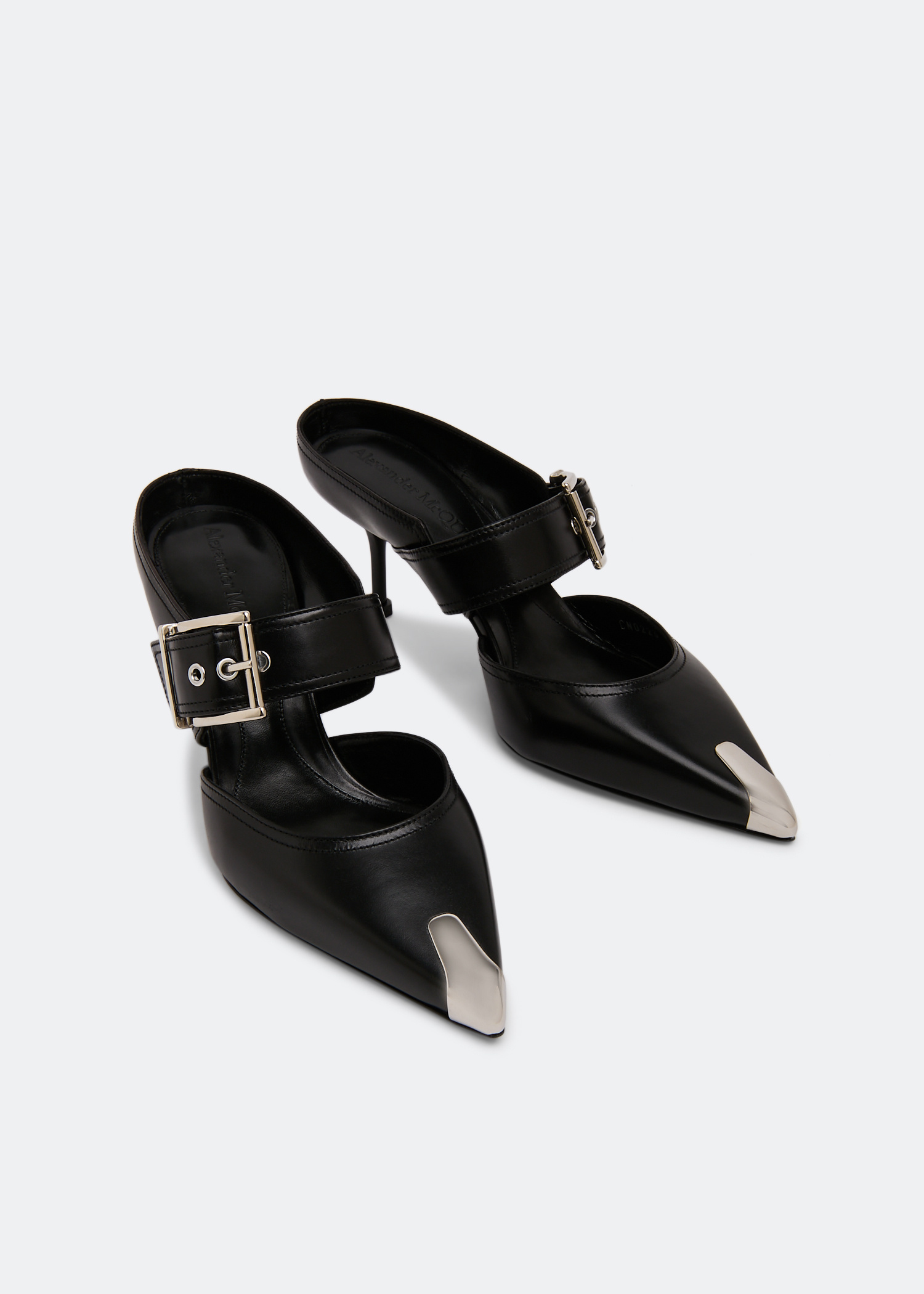 McQueen Punk buckle mules for Women - Black in UAE | Level Shoes