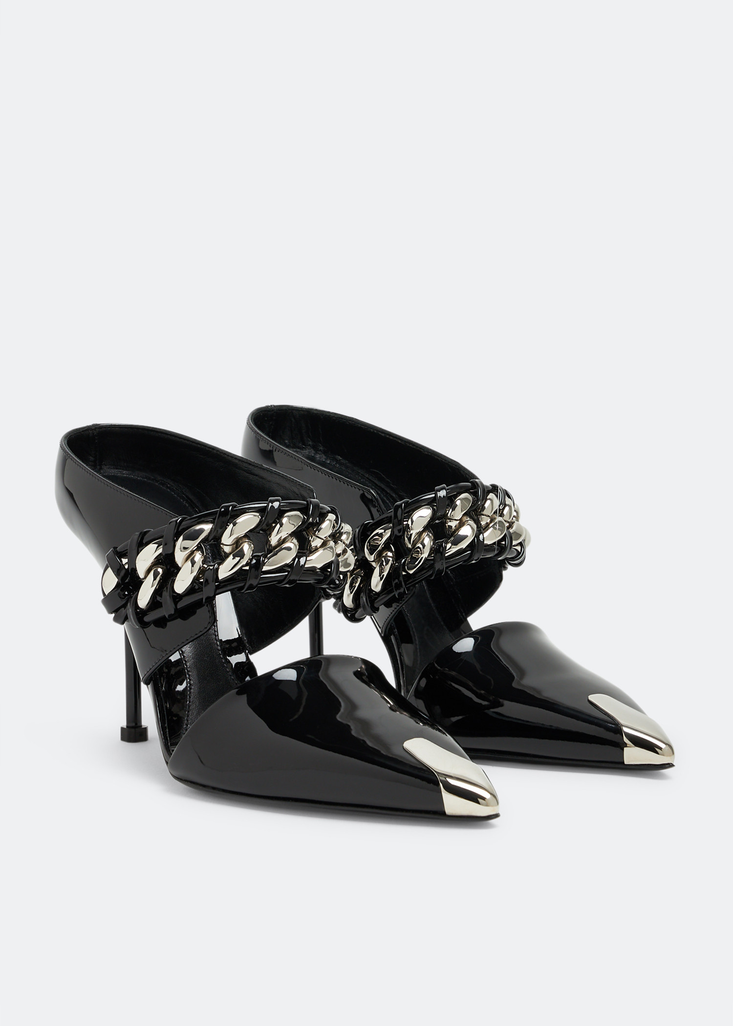 McQueen Punk chain mules for Women - Black in UAE | Level Shoes