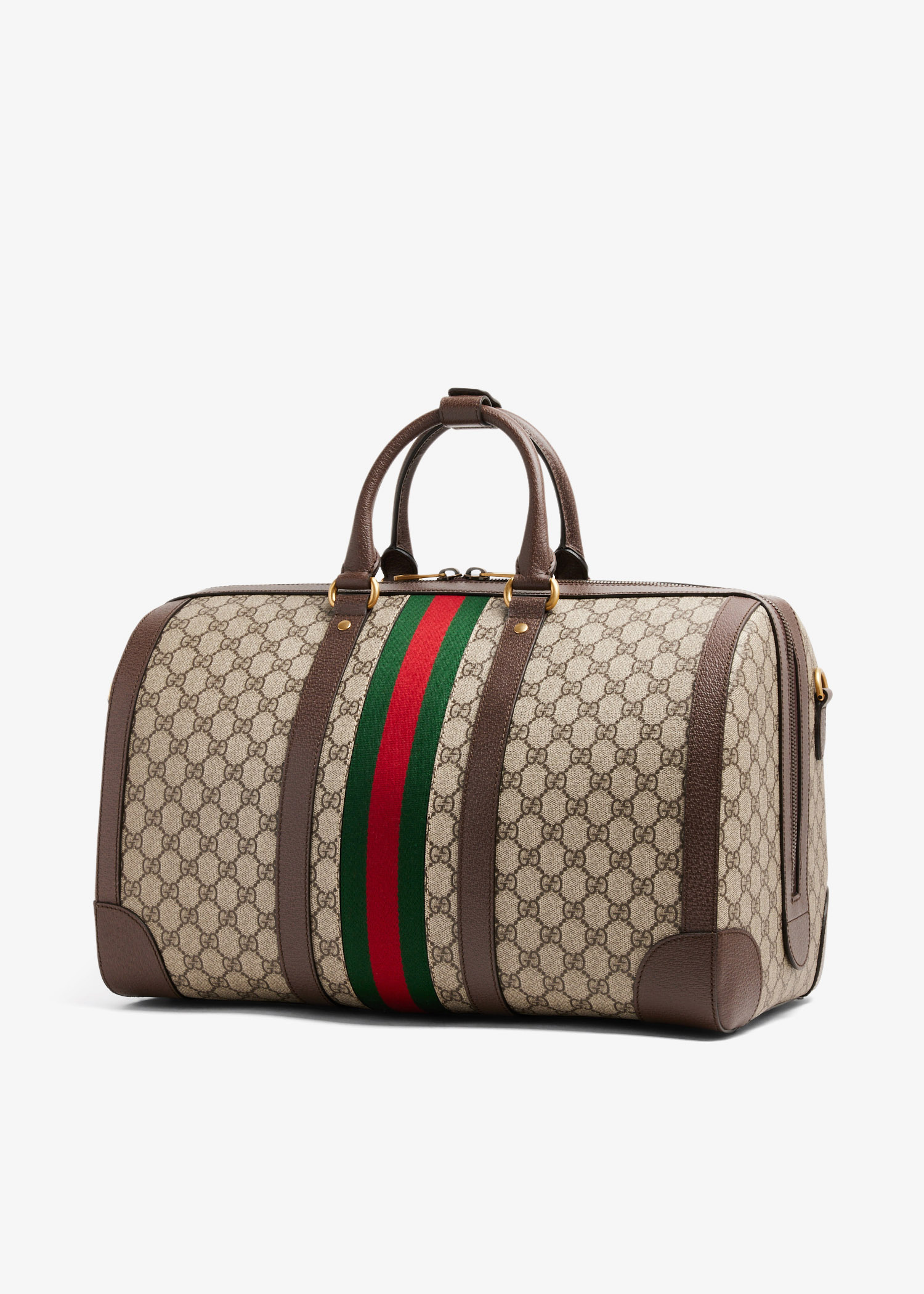 VIP【関税送料無料】希少 Gucci Cotton Duffel Gucci x 10KTF Gucci Large Duffle Bag with Web & Brown Straps