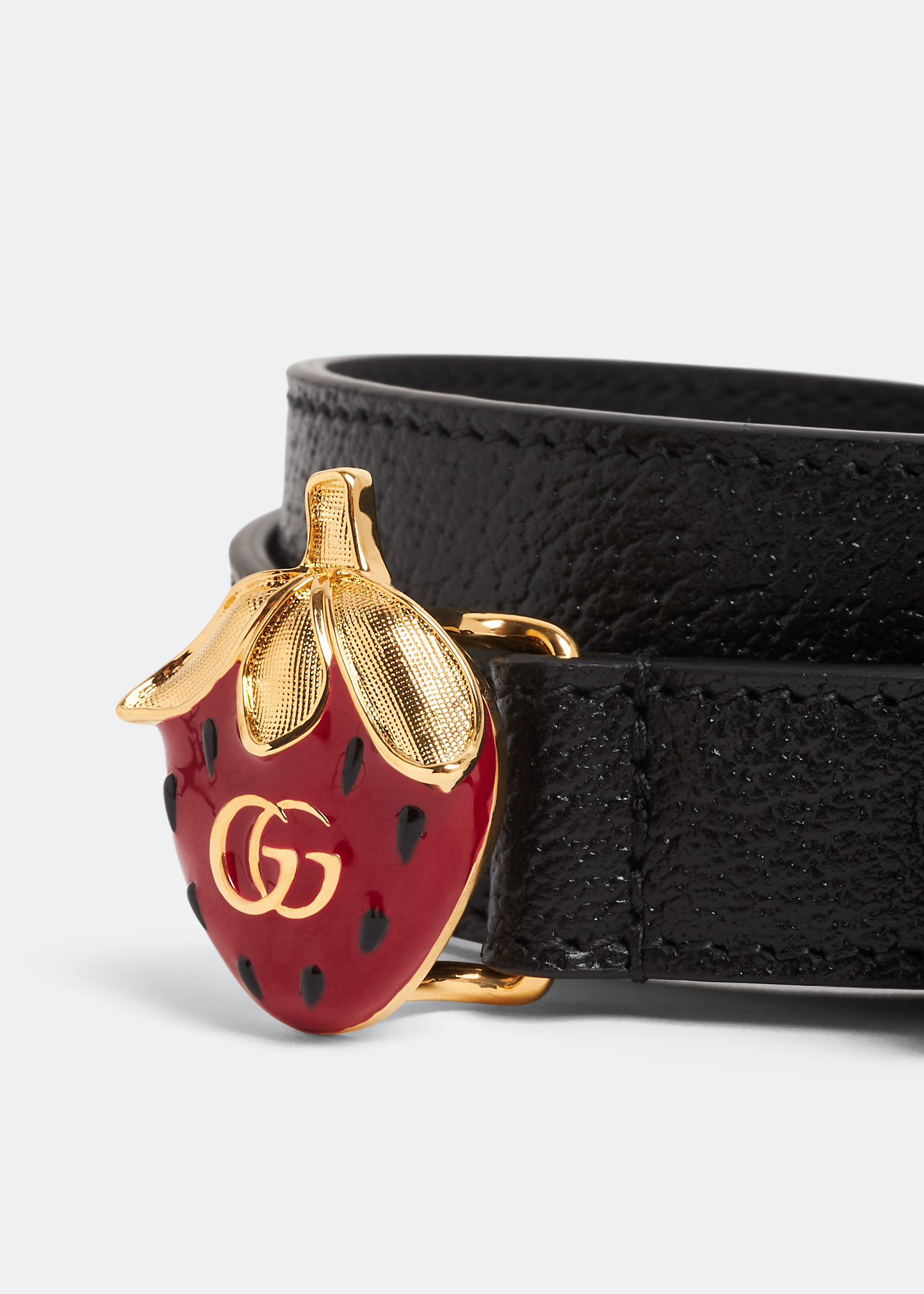 Gucci Gold Strawberry belt Gucci Leather Strawberry Cherry GG Marmont Belt - Size 42  main image 3