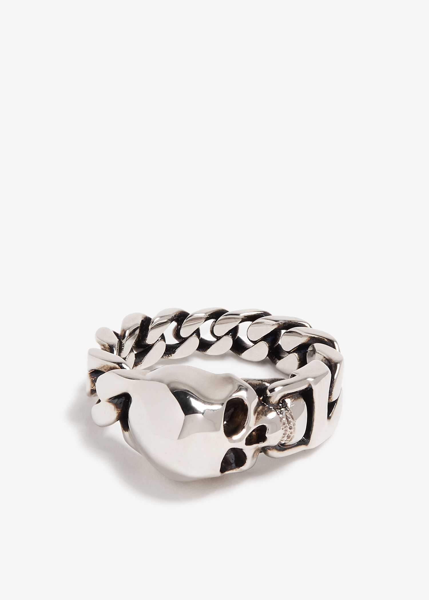 McQueen Skull Chain ring for Men - Silver in UAE | Level Shoes
