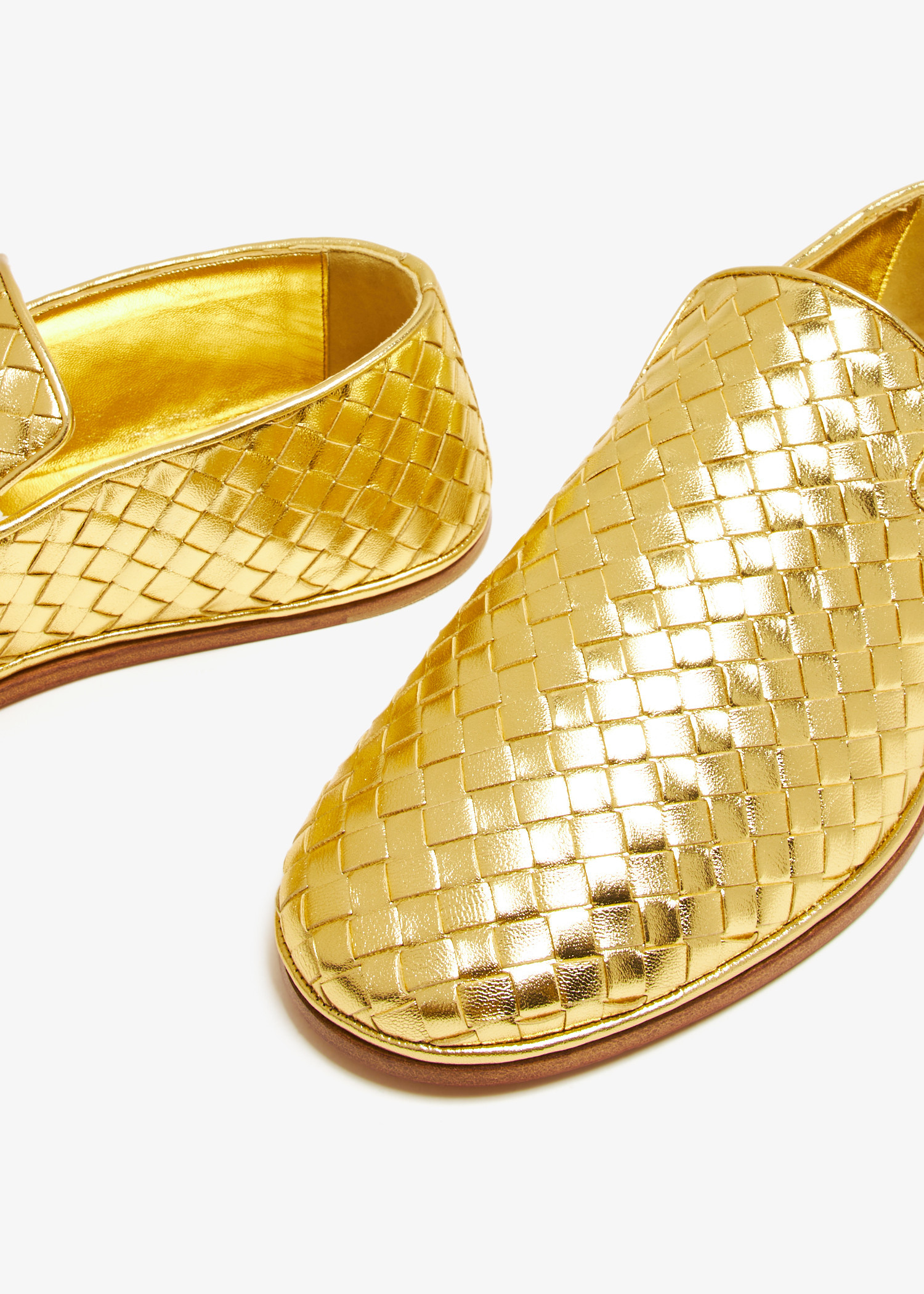 bottega veneta gold slippers
