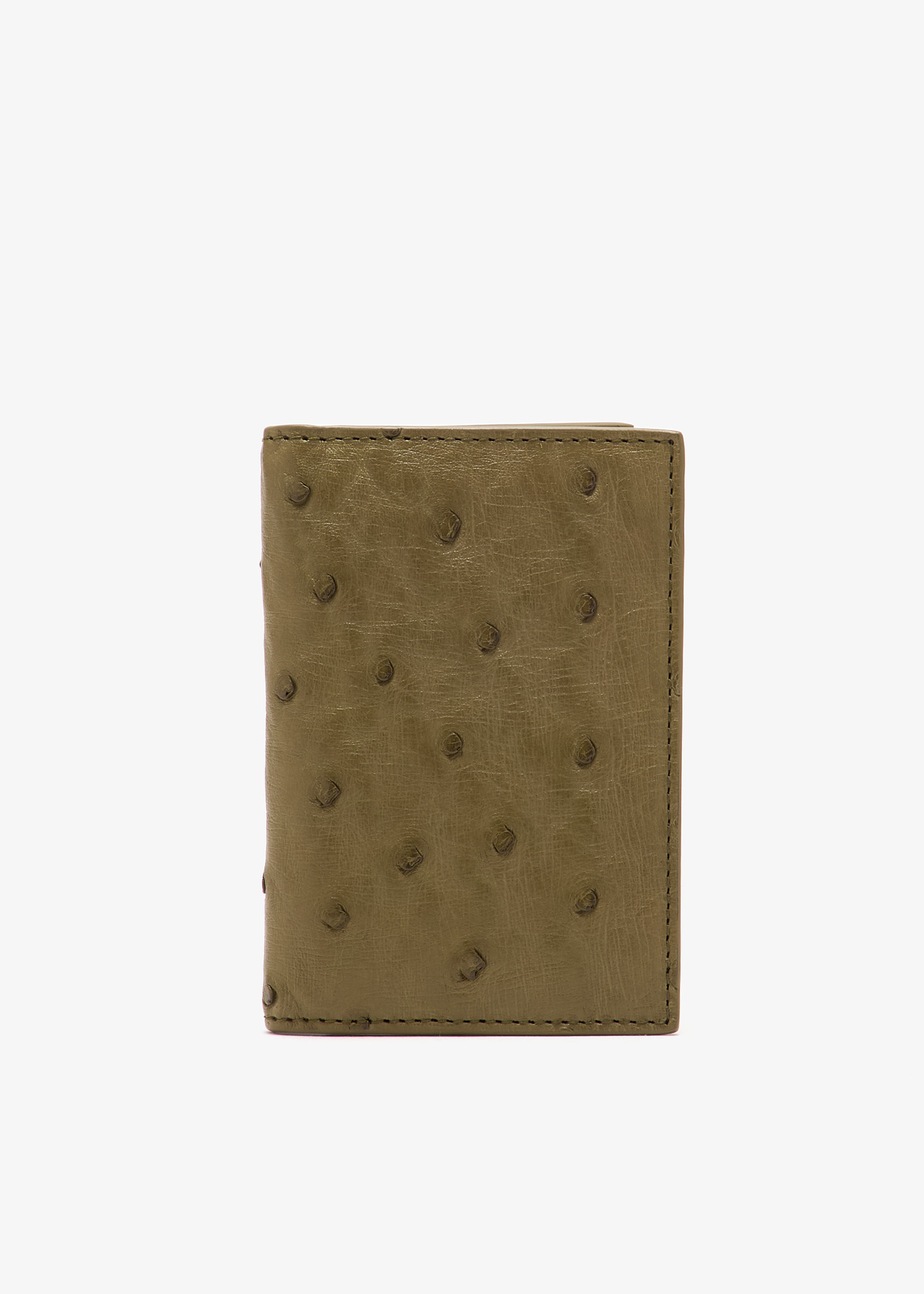 Bottega Veneta Ostrich flap card case for Men - Khaki in UAE
