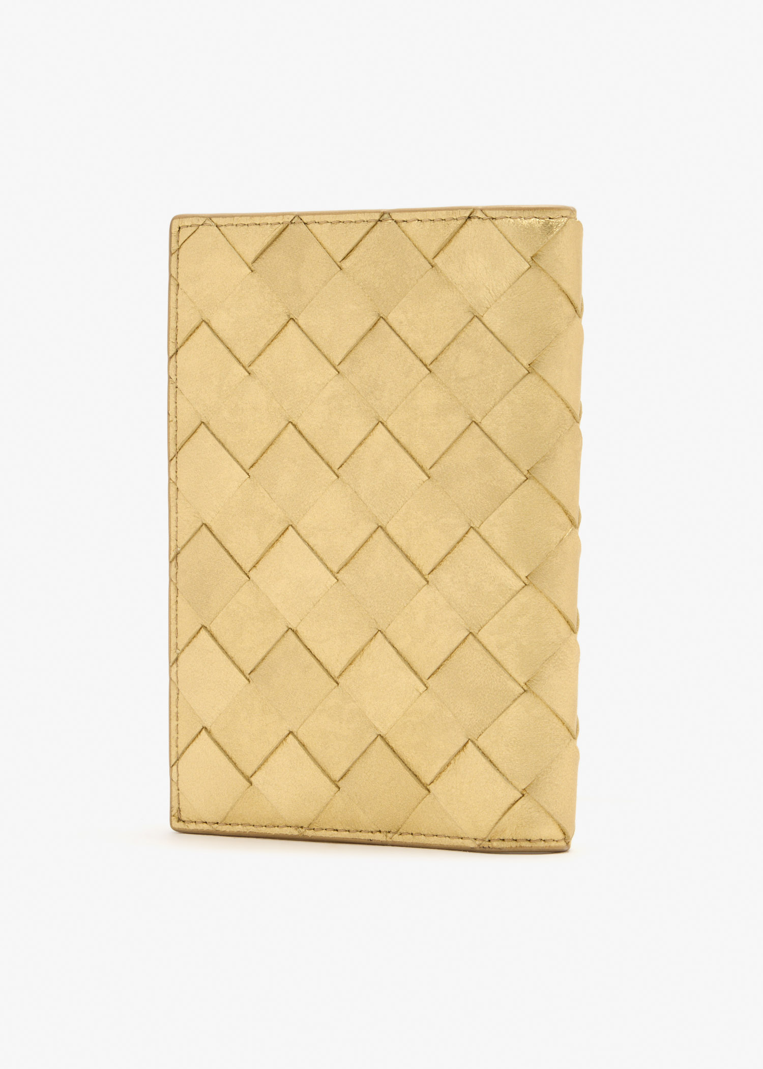 Bottega Veneta Intrecciato passport case for Women - Gold in KSA