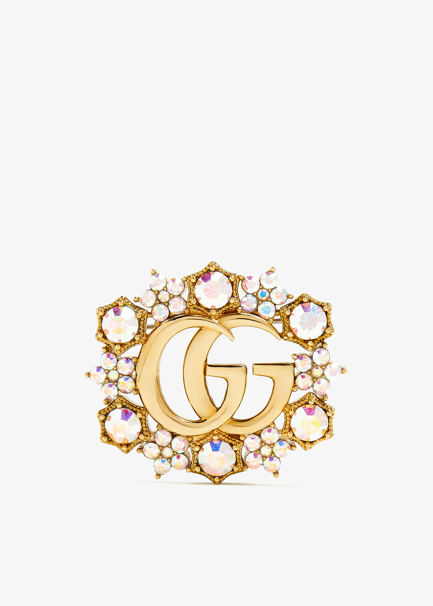 Gucci Double G crystal flower brooch for Women - Gold in KSA