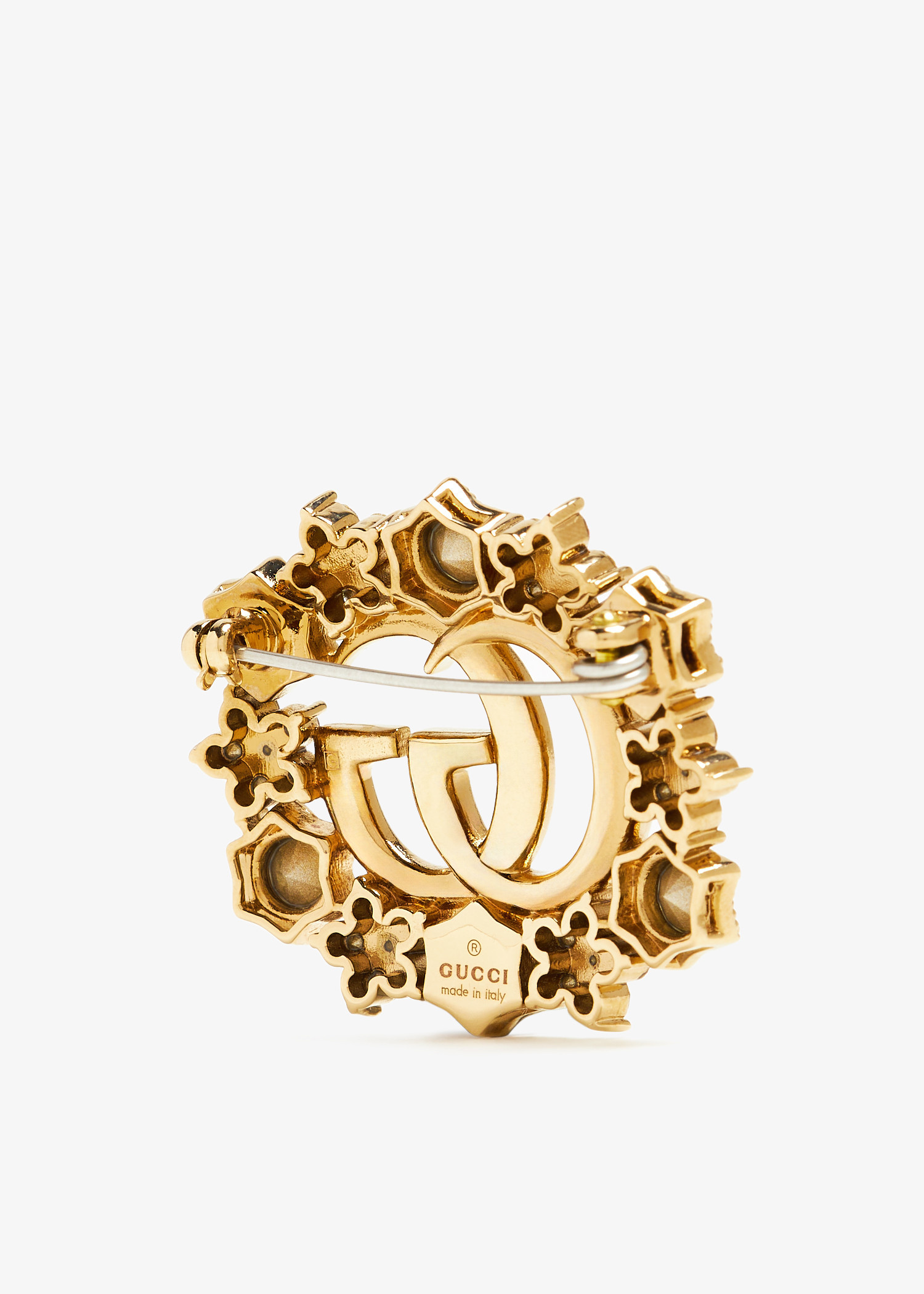 Gucci Double G crystal flower brooch for Women - Gold in KSA