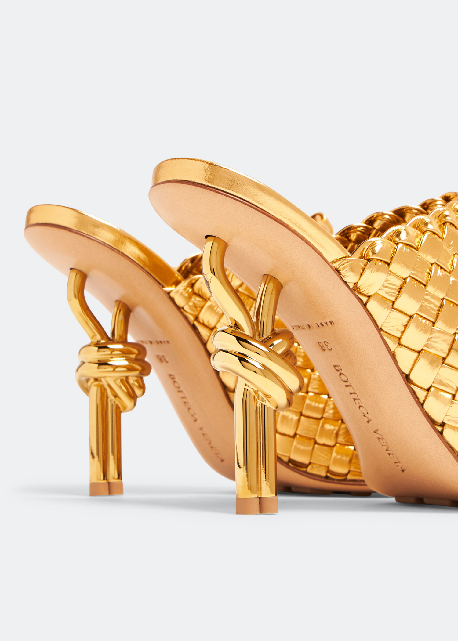 Bottega Veneta Knot mules for Women - Gold in KSA | Level Shoes