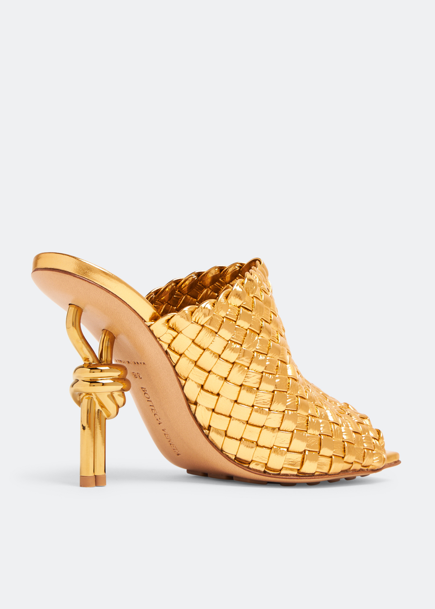 Bottega Veneta Knot mules for Women - Gold in Oman | Level Shoes