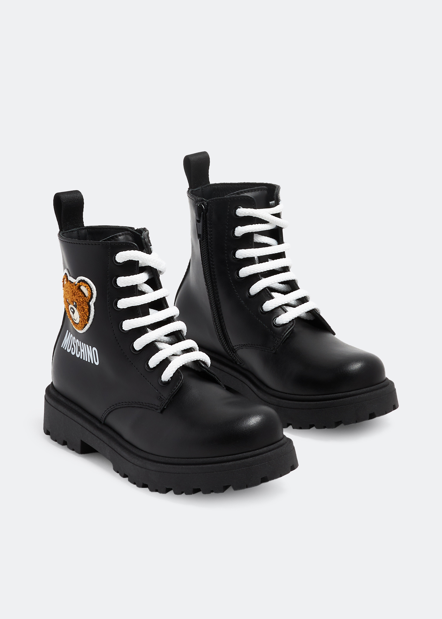 Moschino Teddy Patch ankle boots for Kids Unisex - Black in