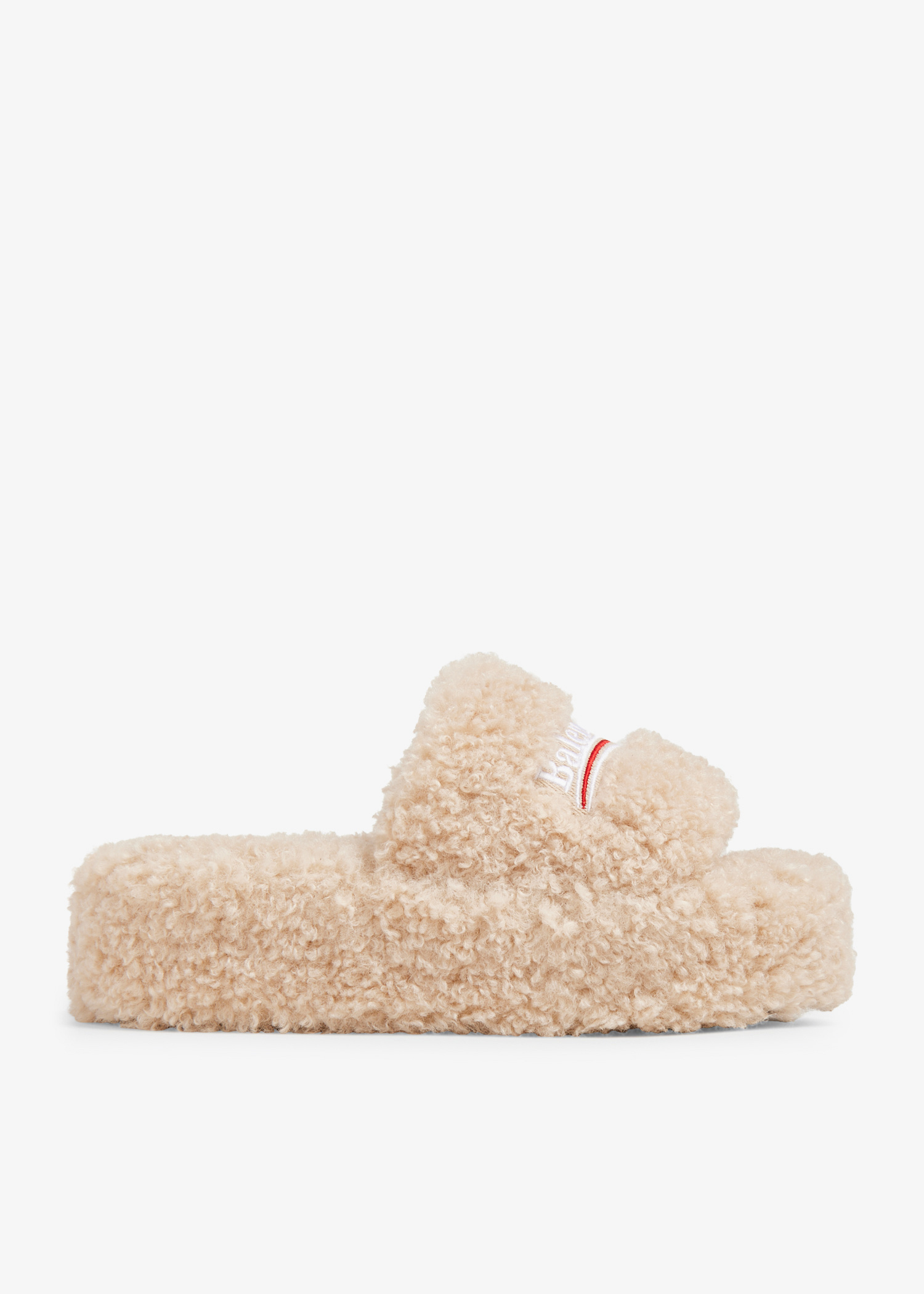 Balenciaga ベージュ　厚底ファーサンダル　FURRY プラットフォーム Balenciaga Furry platform slide sandals for Women - Beige in