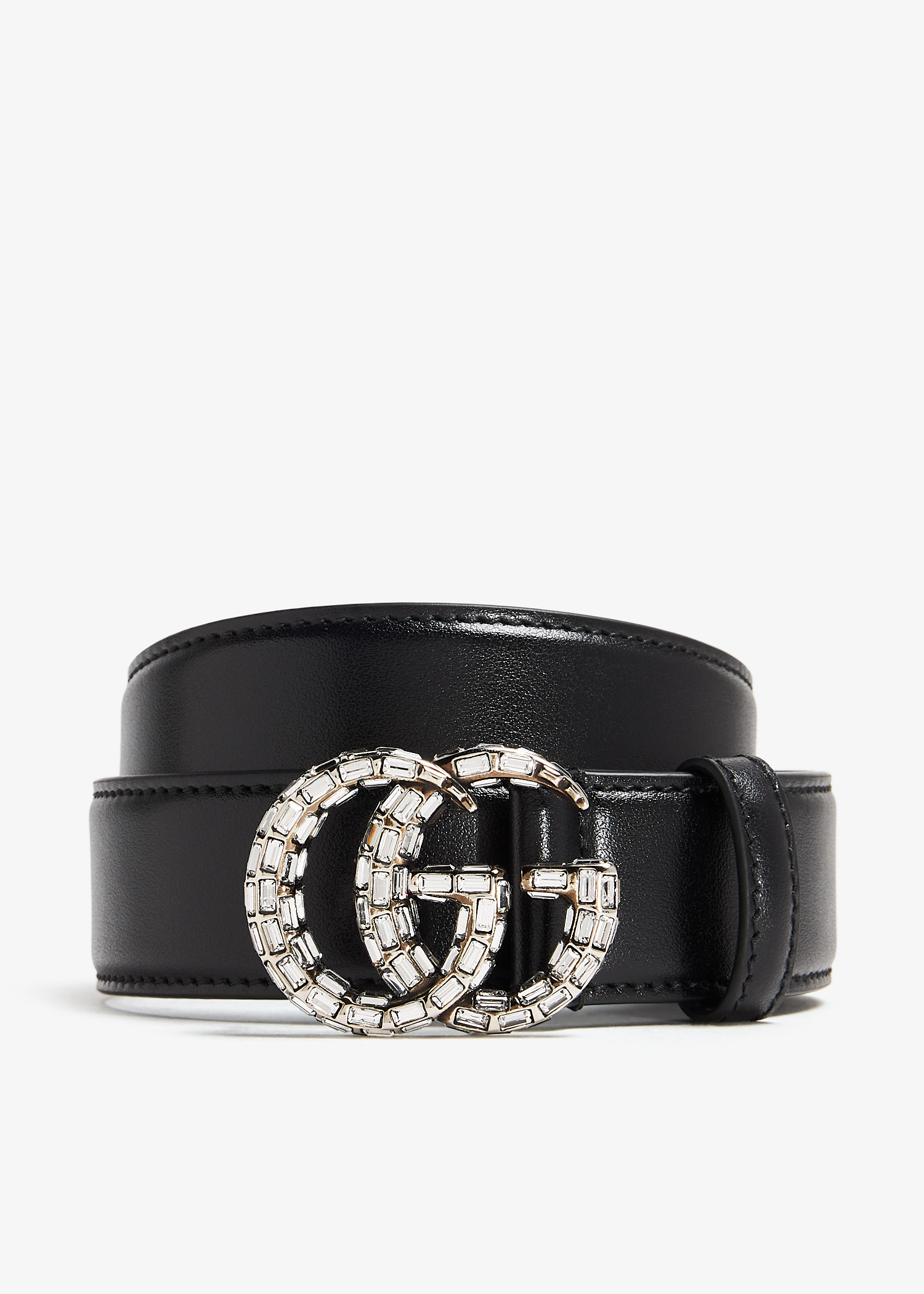 Gucci GG Marmont crystal-studded thin belt for Women - Black  display picture 1