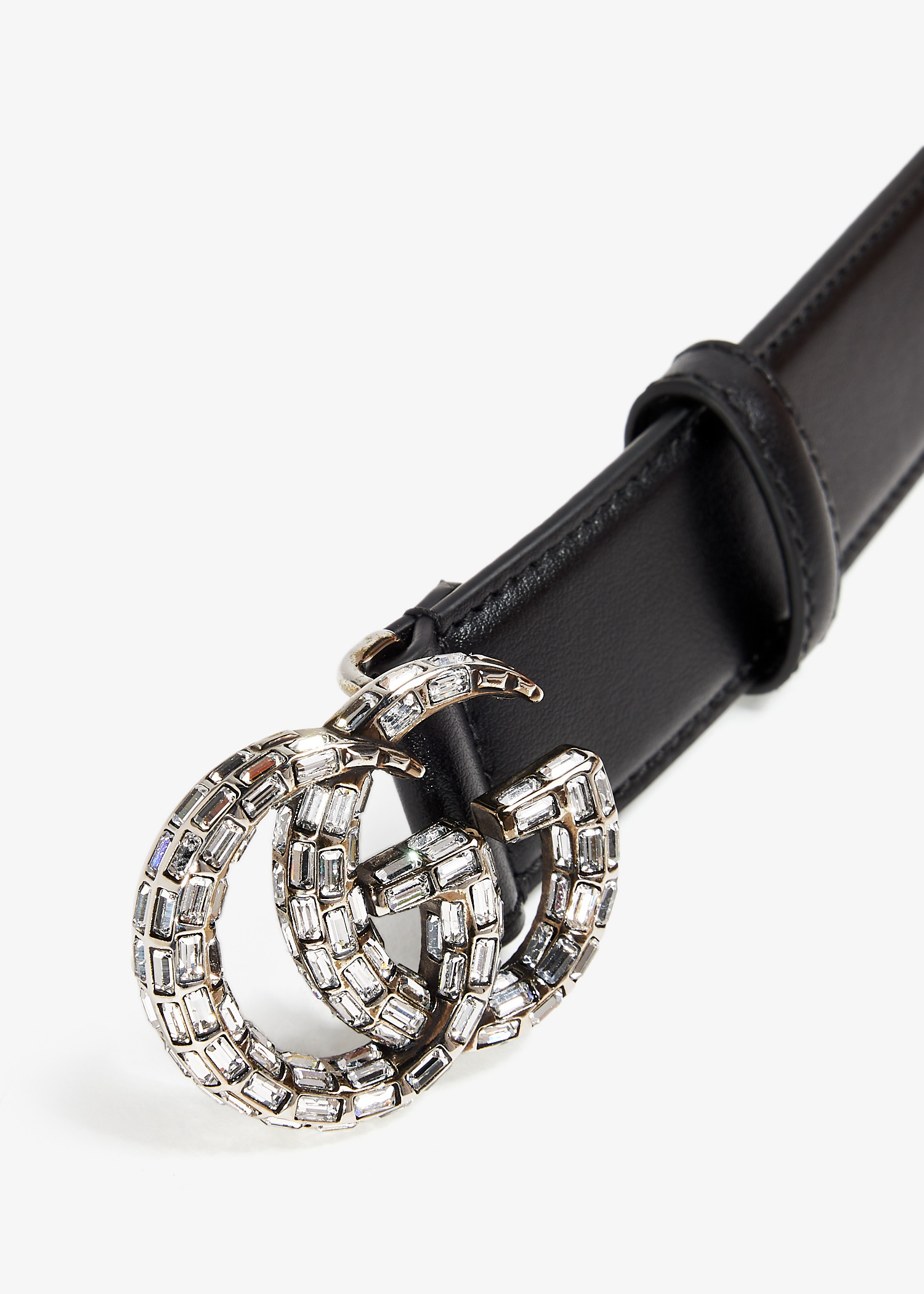Gucci GG Marmont Rhinestone Crystal Embellished Black Leather Skinny Belt 100-40 Gucci Extra Wide Black Crystal GG Marmont Belt – Consign of  main image 4