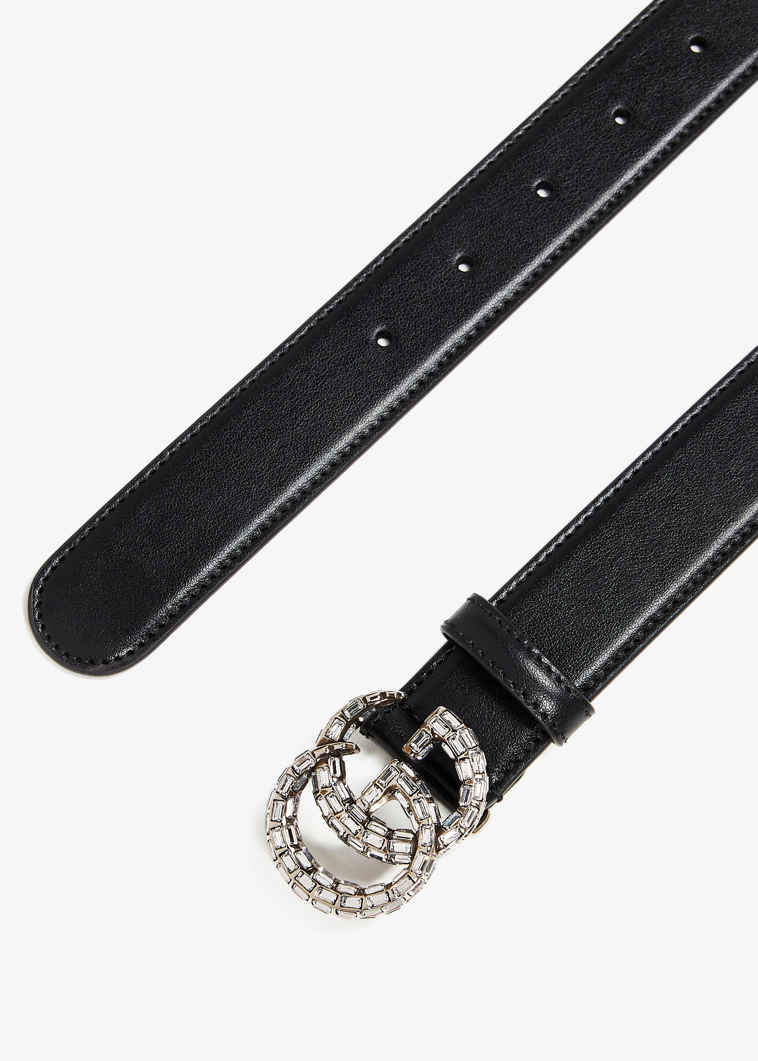 Gucci GG Marmont Rhinestone Crystal Embellished Black Leather Skinny Belt 100-40 Gucci Extra Wide Black Crystal GG Marmont Belt – Consign of  main image 2