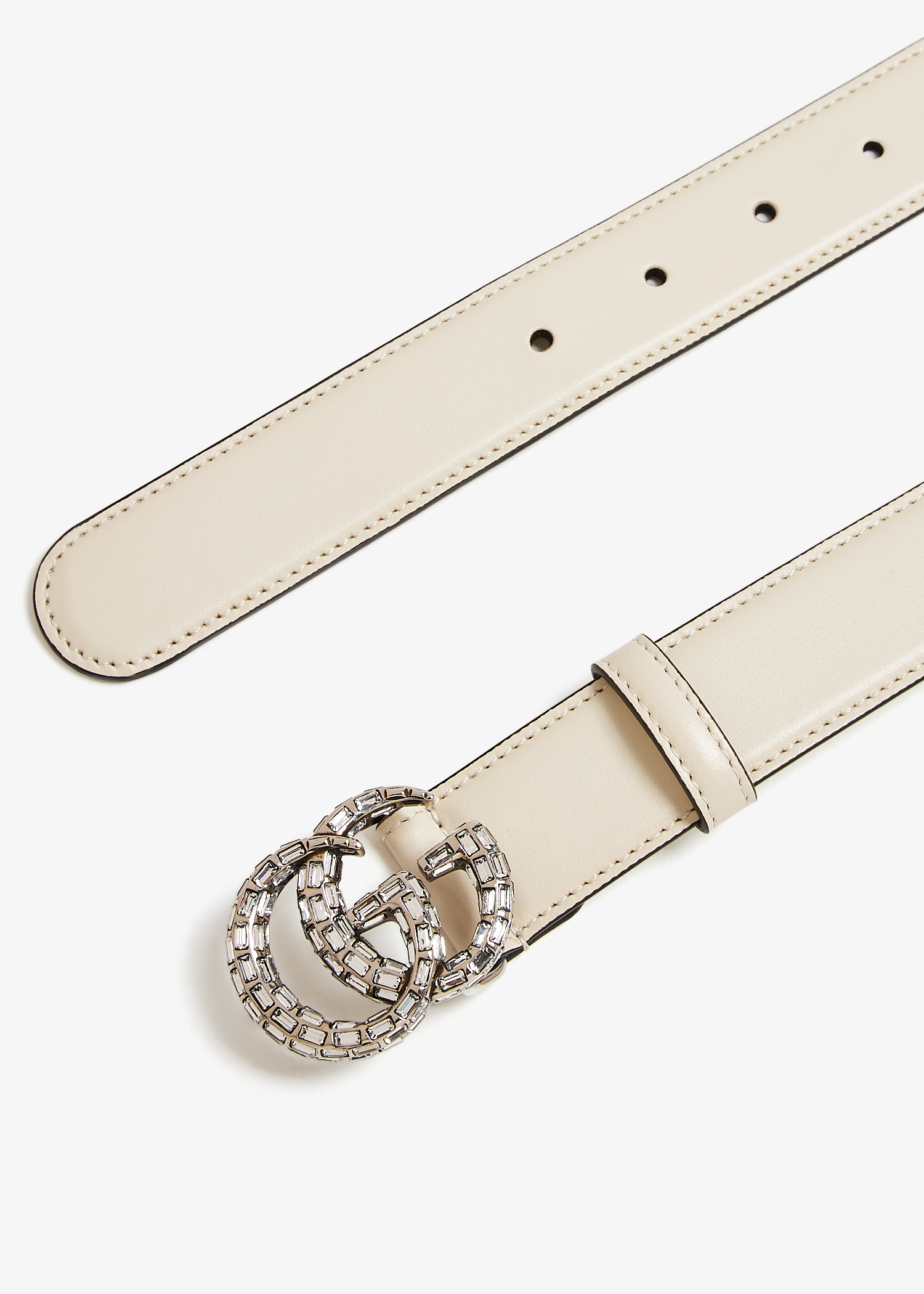 Gucci GG Marmont crystal-studded thin belt for Women - White in