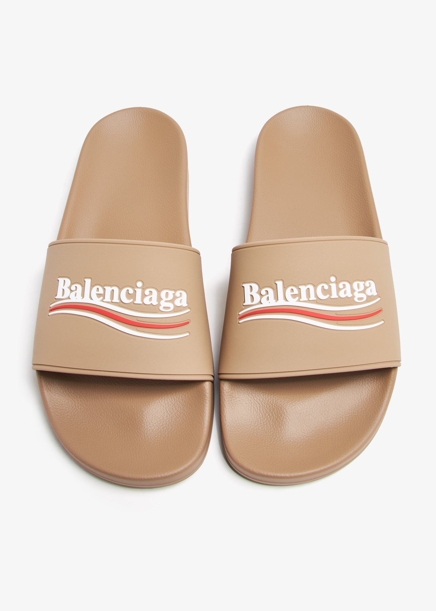 25SS new/BALENCIAGA プールロゴゴムスライド Slides Beige Balenciaga Pool Slide Sandals | Saks Fifth Avenue