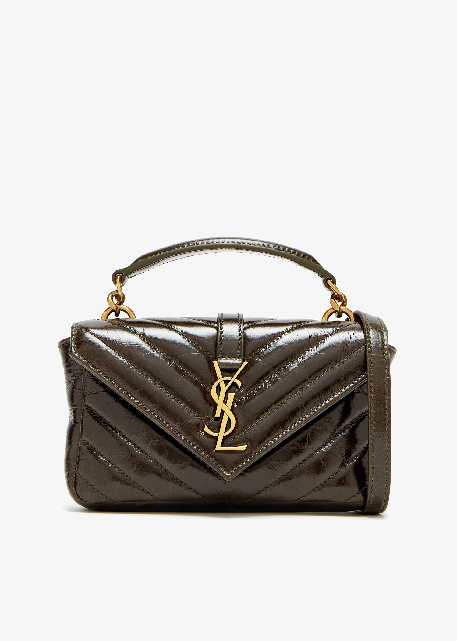 【SAINT LAURENT】カレッジ ミニチェーンバッグCOLLEGE MINI BAG Saint Laurent Mini College Chain Bag in Shiny Crackled