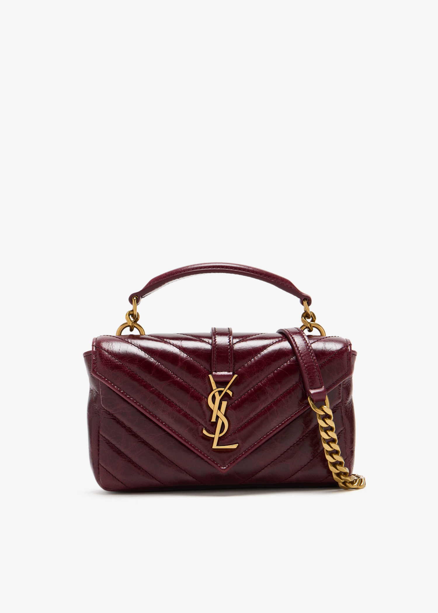 VIP【送料関税込】Saint Laurent COLLEGE LEATHER MINI BAG Saint Laurent (YSL) Mini Calfskin College Chain Bag - Luxe