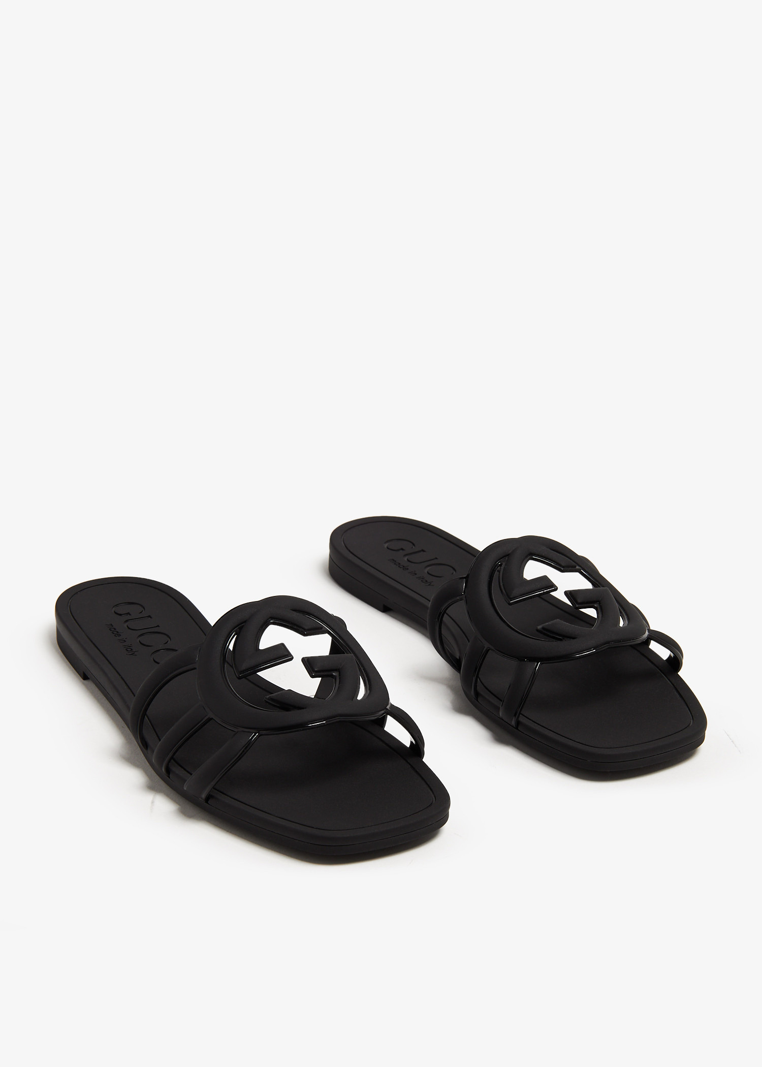Gucci Interlocking G rubber slide sandals for Women - Black  display picture 1