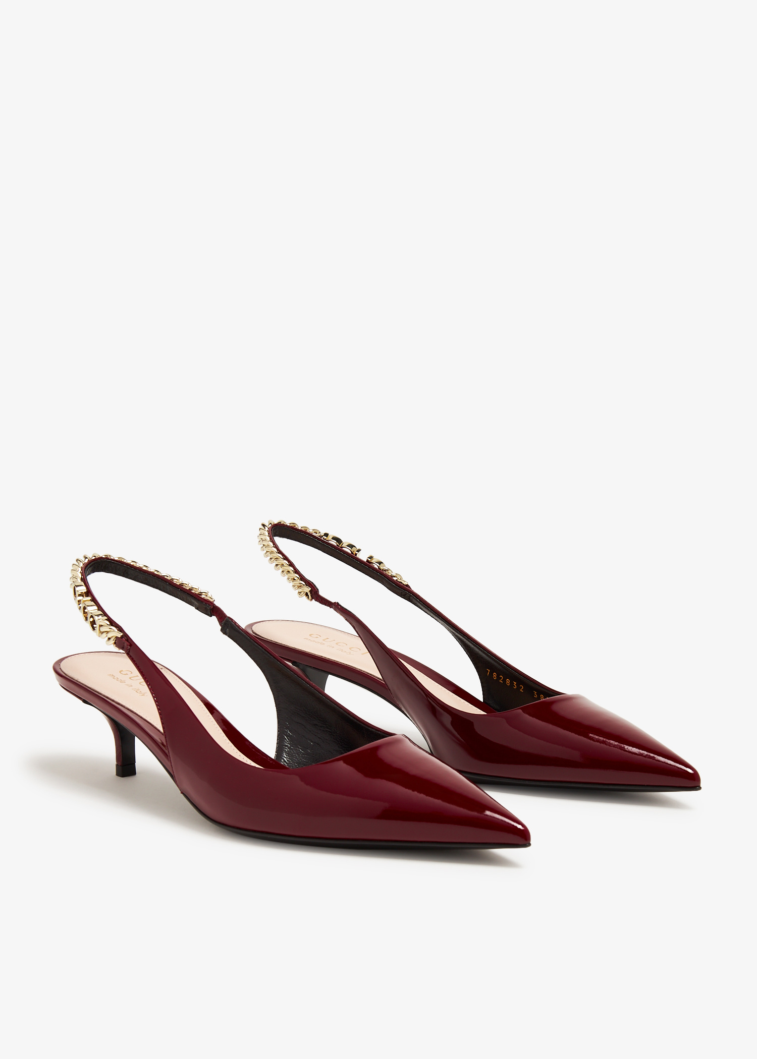 サンダル・ミュール Gucci Burgundy Leather Signoria Pumps Gucci Gucci Signoria slingback pumps for Women - Burgundy in
