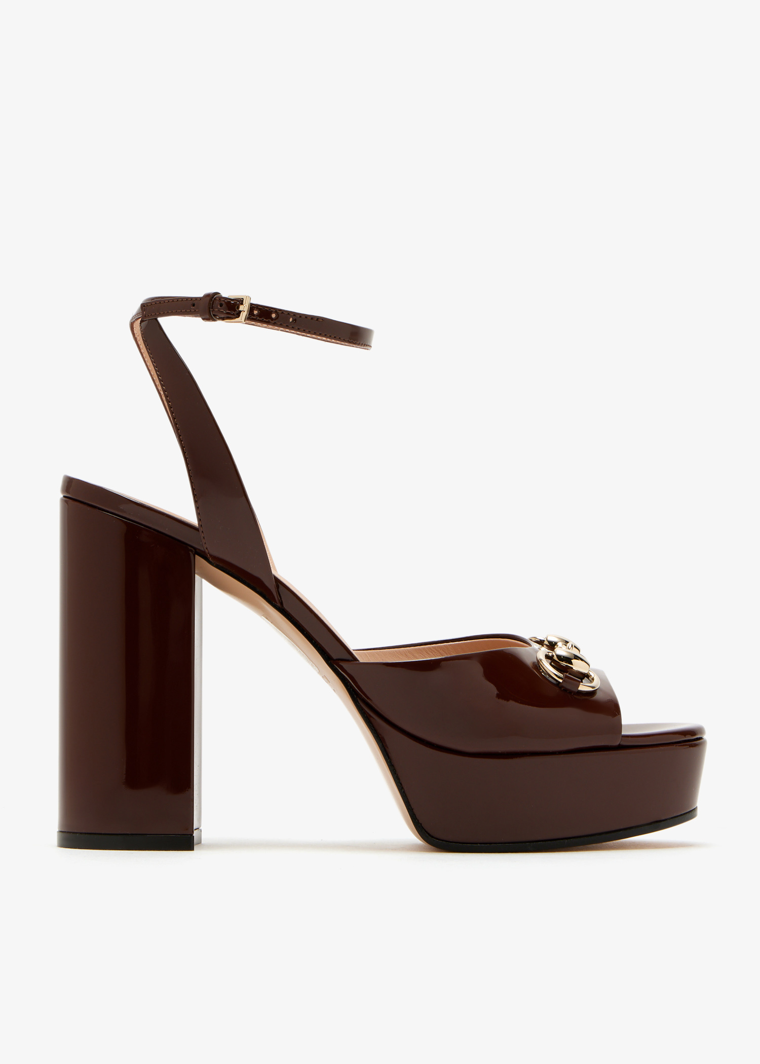 靴 GUCCI Dark brown leather sandal Heels Gucci Horsebit platform sandals for Women - Brown in KSA | Level Shoes