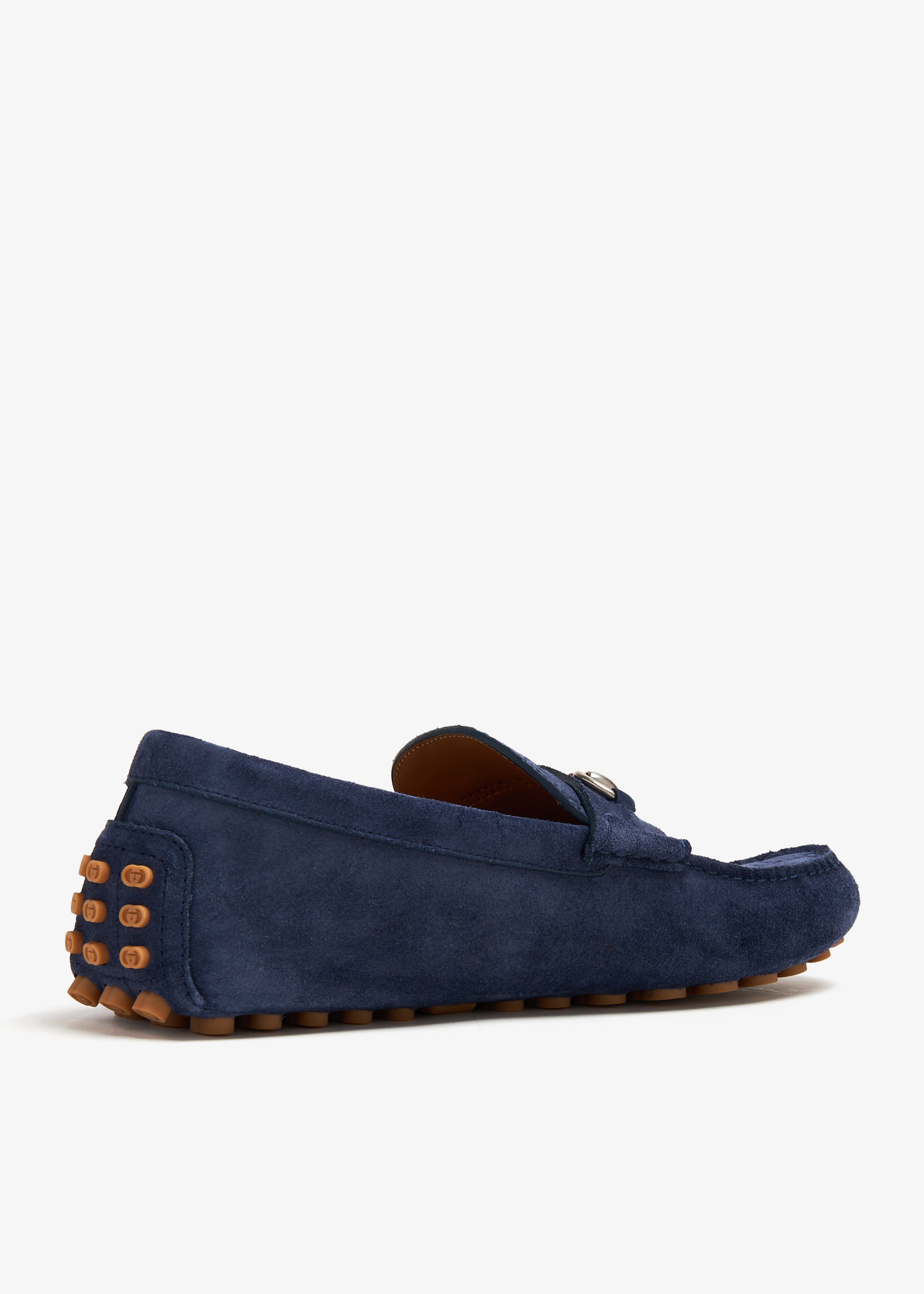 New Gucci Web Trim Loafer  Blue Suede Driver Shoes Sz G5 . Unisex New Gucci Web Trim Loafer Blue Suede Driver | Mercari main image 2