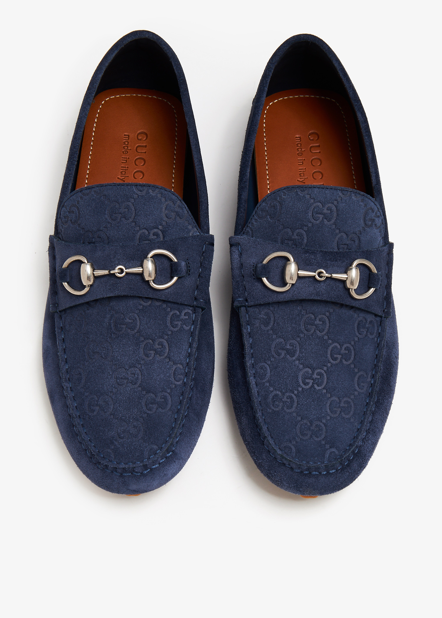 Gucci Men Byorn Horsebit Blue Suede Driver Logo Loafers UK 9.5 - US 10 - EU 43.5 $_57.JPG?set_id=880000500F main image 3