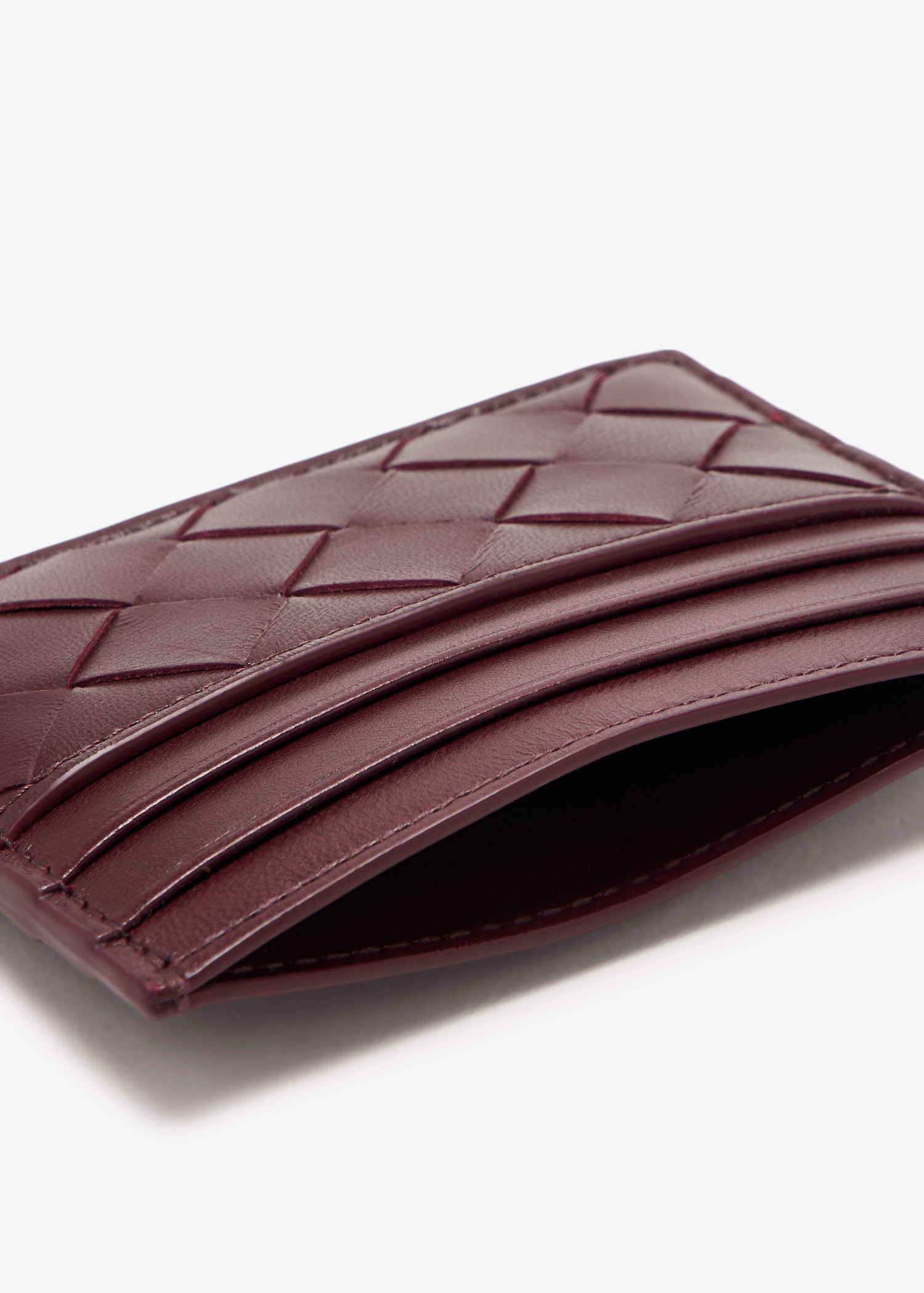 Bottega Veneta Intrecciato card case for Women - Burgundy in Bottega Veneta Intrecciato card case for Women - Burgundy in