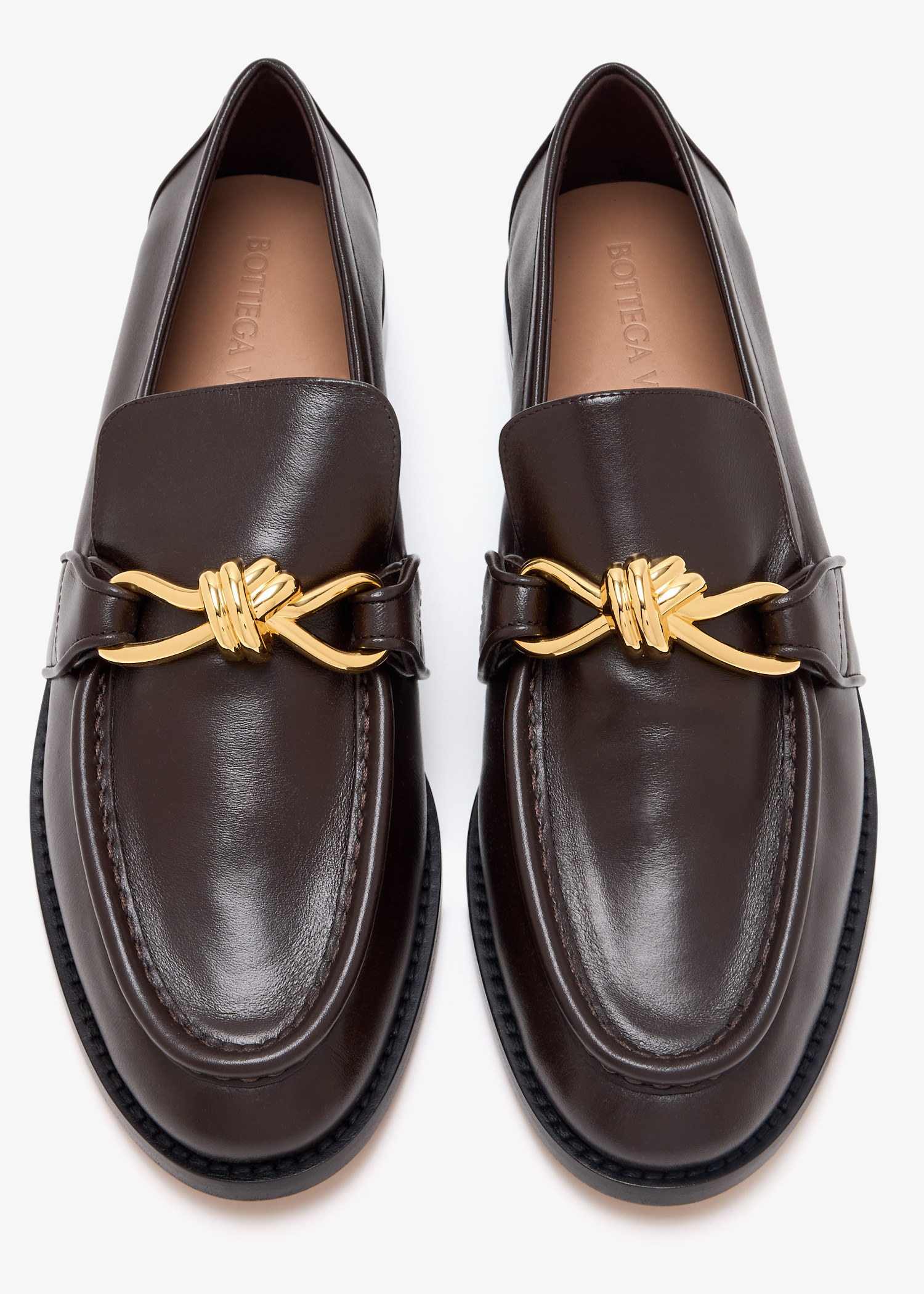 ★ ★ Allegra Leather Loafers Brown T52F1ASZ370 BOTTEGA VENETA Astaire knotted leather loafers | NET-A-PORTER