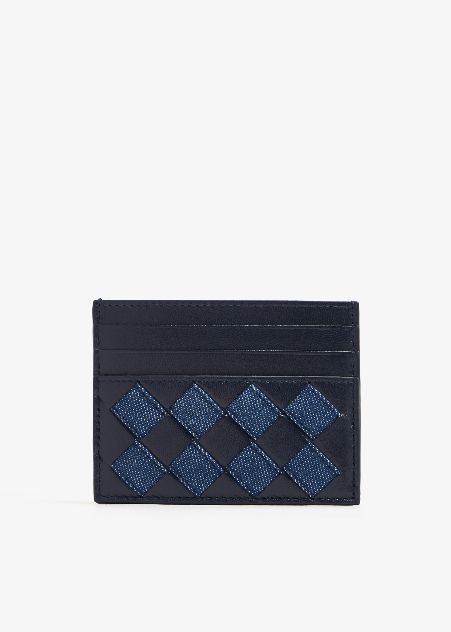 ★BOTTEGA VENETA★ Intrecciato Card Holder Midnight Blue 607 BOTTEGA VENETA | Intrecciato Leather Zip Pocket Cardholder