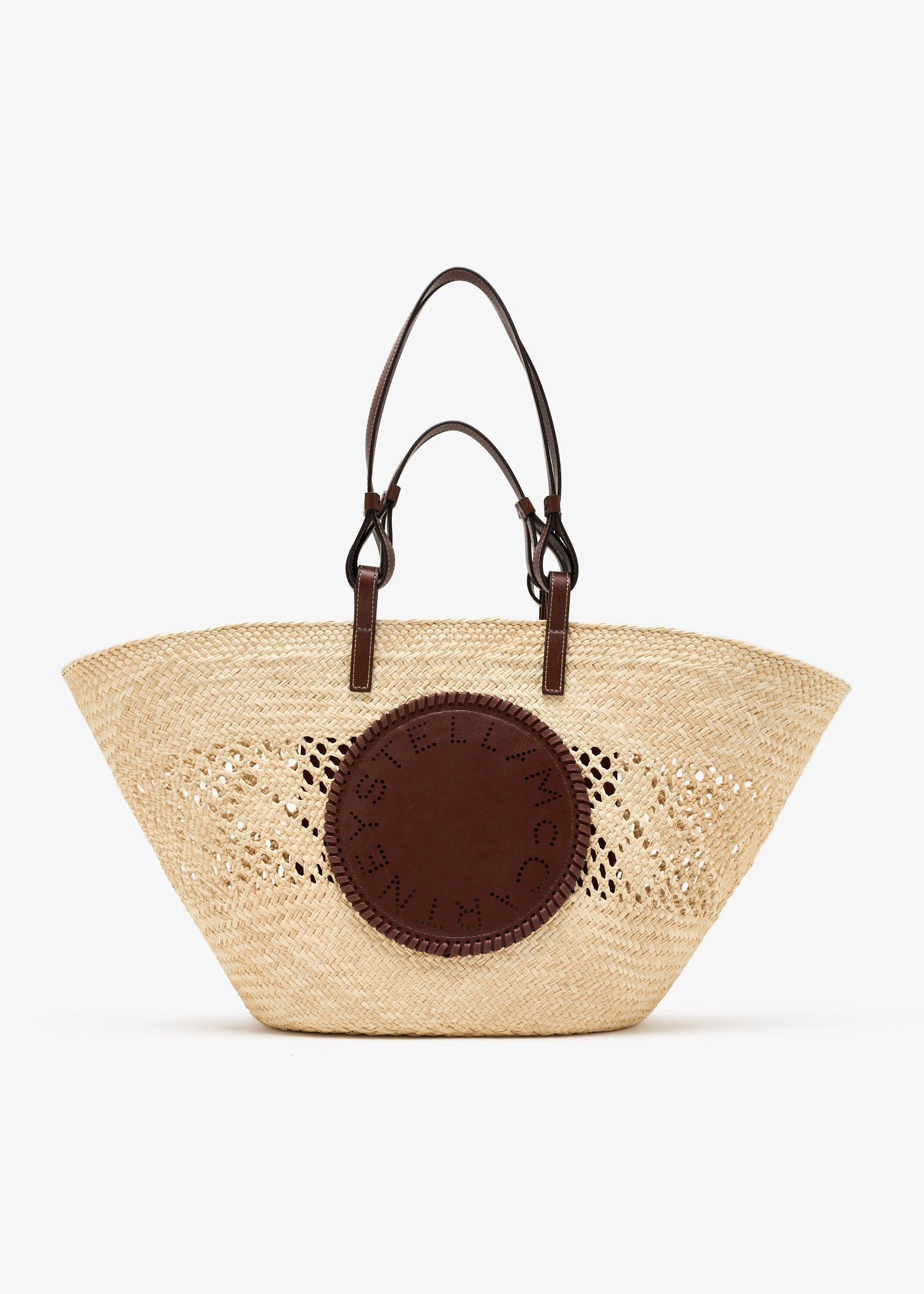 Stella McCartney Logo raffia crochet large tote bag for