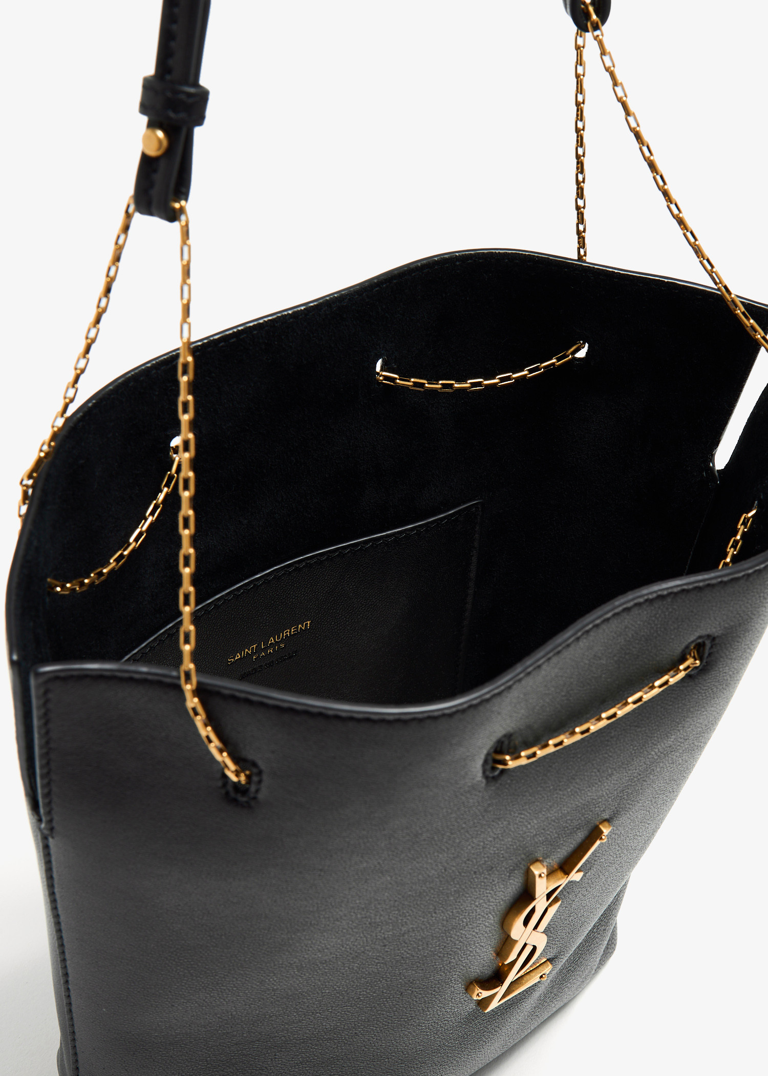 【SAINT LAURENT】CHAIN SHOUDLER BAG Saint Laurent Small pochon chain bag for Women - Black in