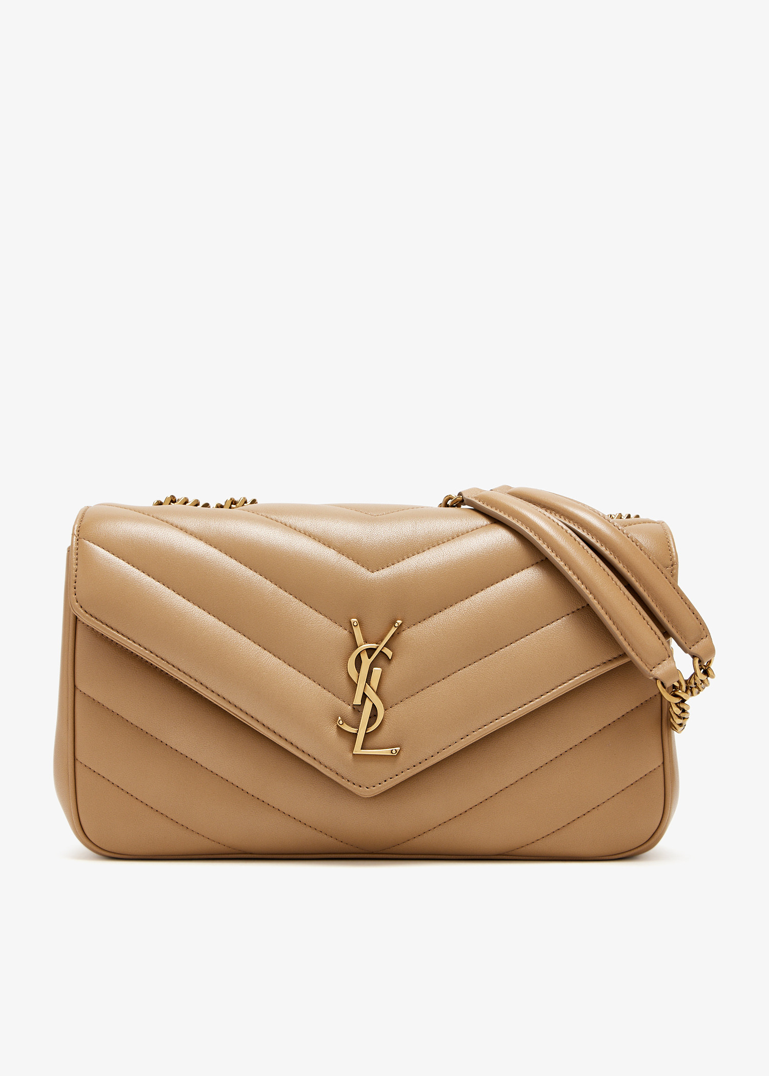 Saint Laurent Loulou medium chain bag for Women - Beige in