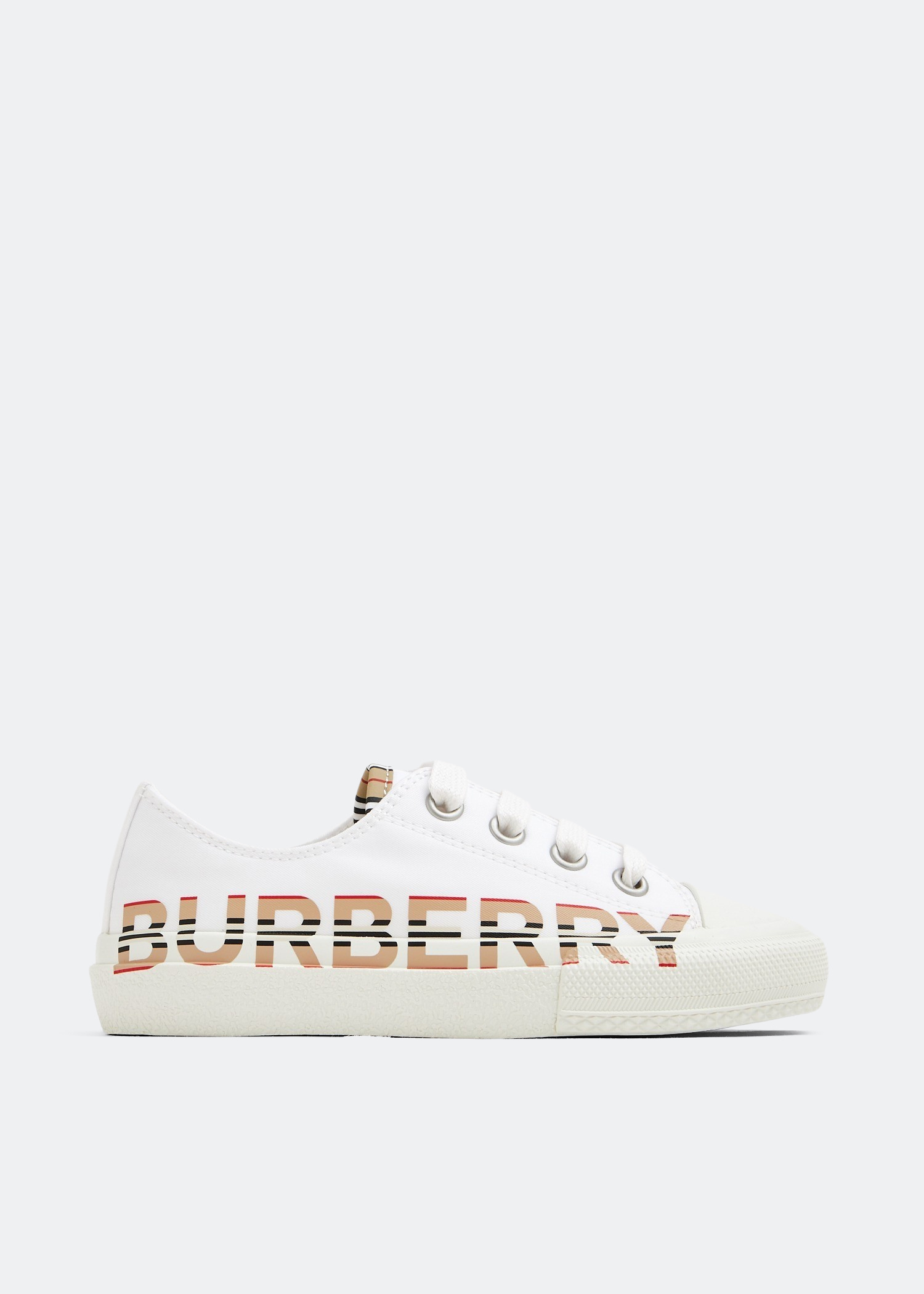 Burberry Icon stripe logo sneakers for Kids Unisex - White in KSA