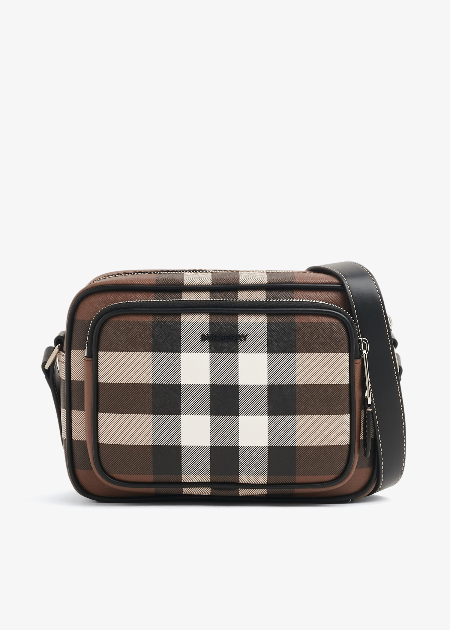 Burberry Check and leather crossbody bag for Men - Brown in