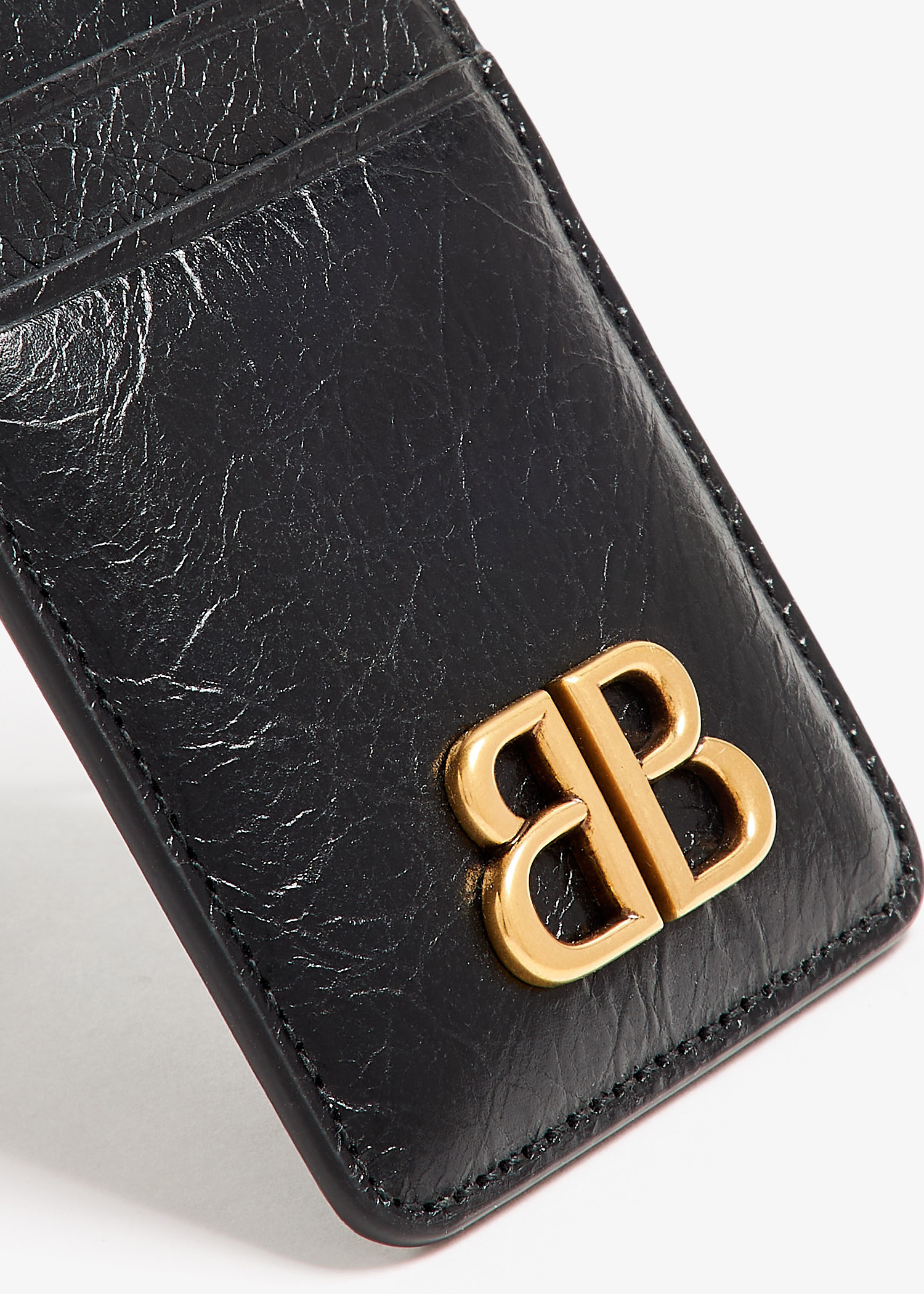 Balenciaga Monaco magnetic card holder for Women - Black in