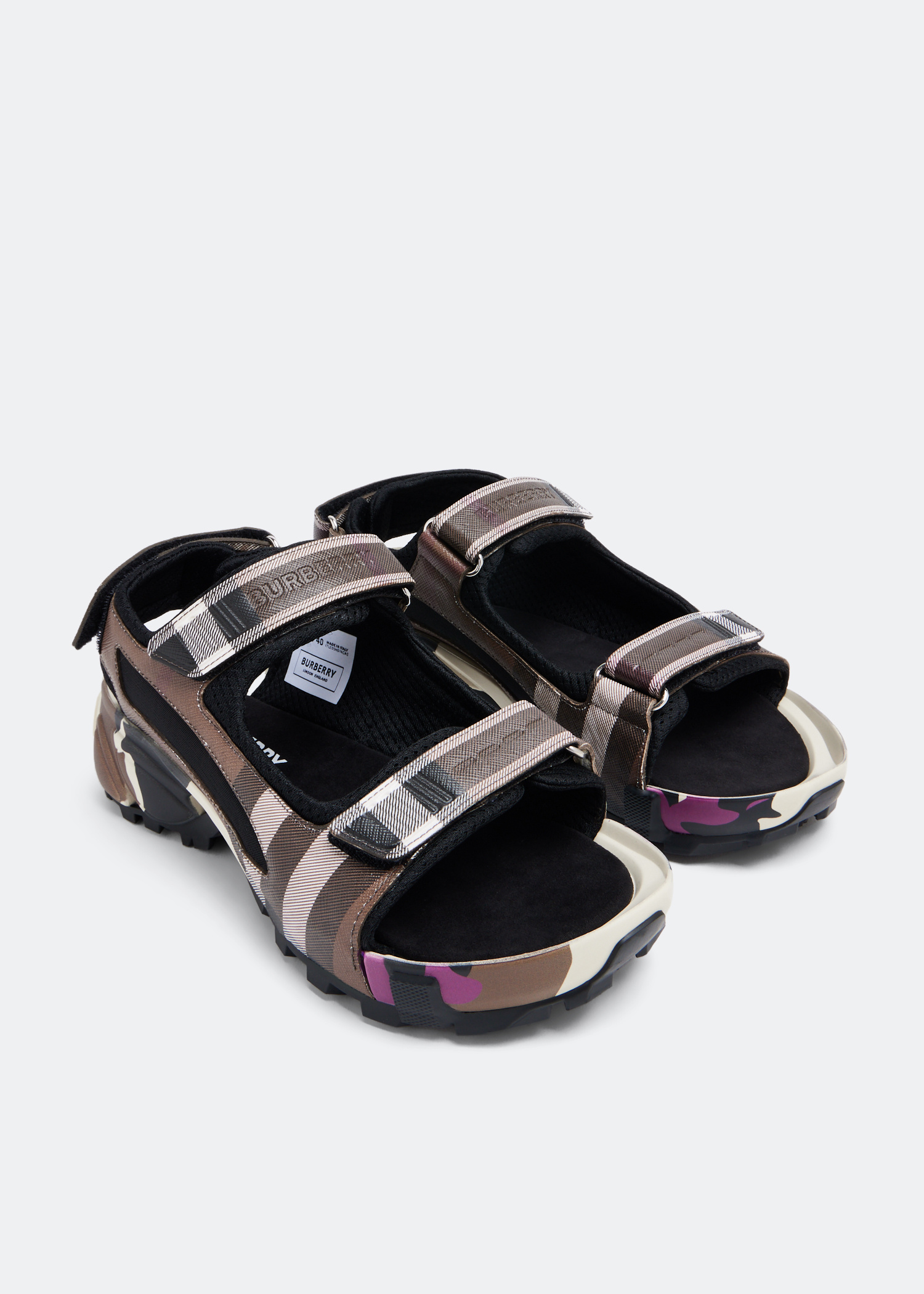 サンダル・ミュール Burberry FW25 Sandals (8088746) Burberry Wilma Sandal in Tan & Denim | FWRD
