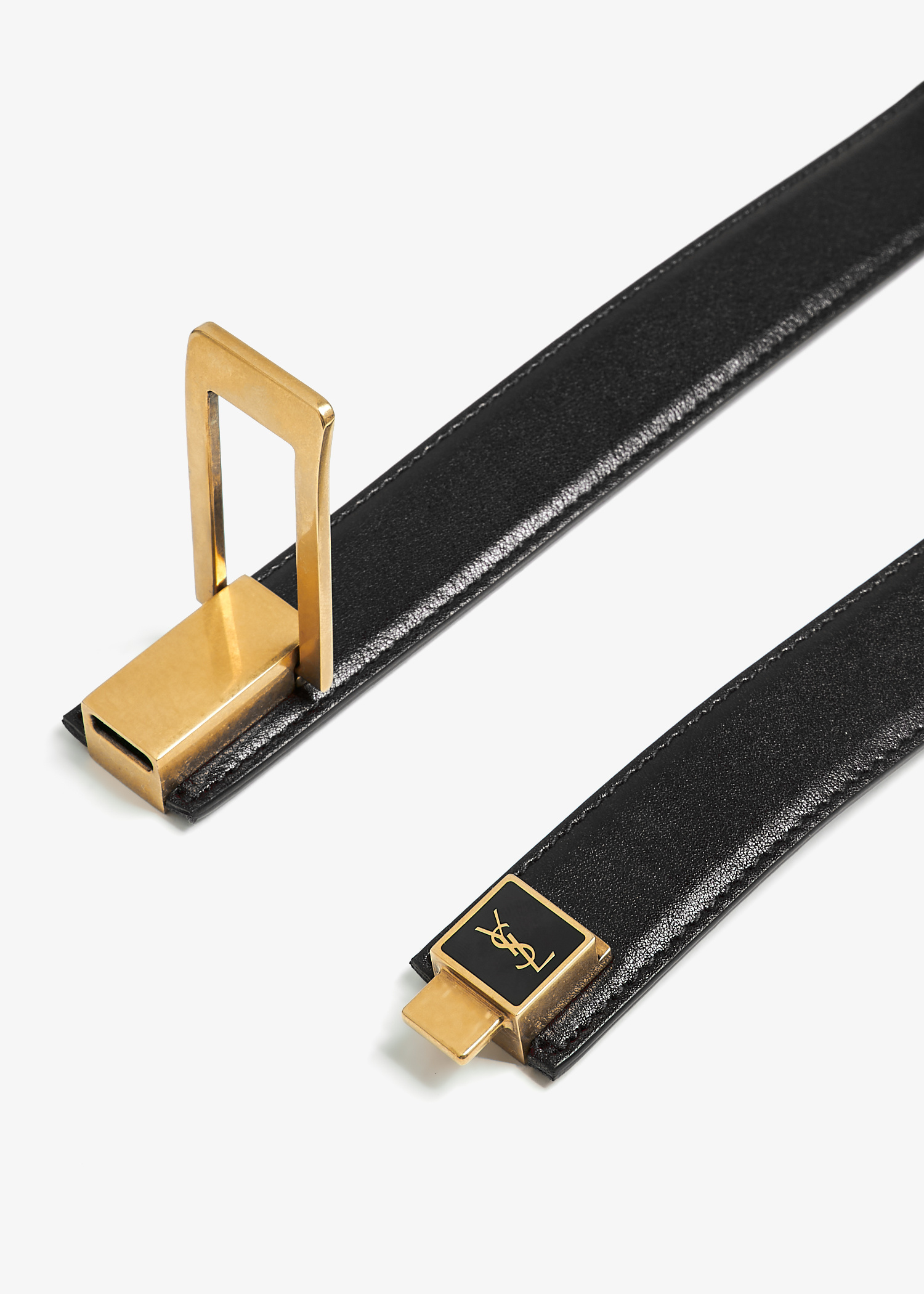 【送料 関税込】 SAINTLAURENT CHARNIERE BUCKLE BELT Yves Saint Laurent Charniere Buckle Leather Belt - Belts
